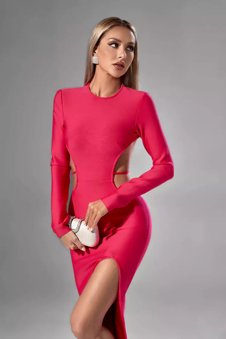 Kamila Rose Red Midi Dress-CATCHALL