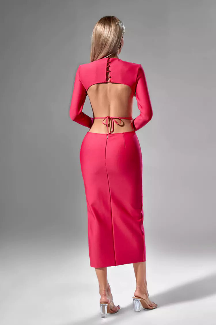 Kamila Rose Red Midi Dress-CATCHALL