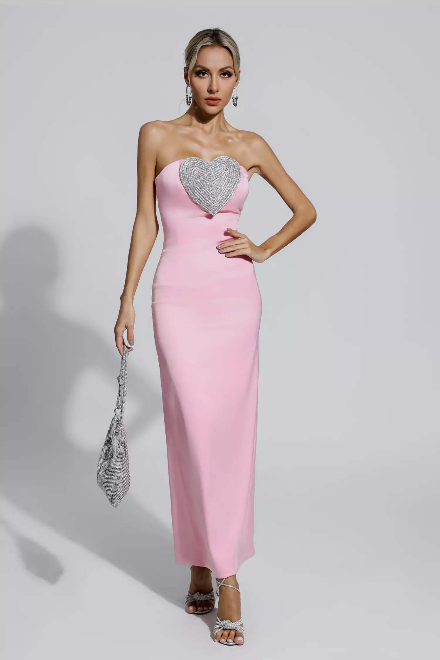 Karsyn Pink Heart-shaped Off Shoulder Dress