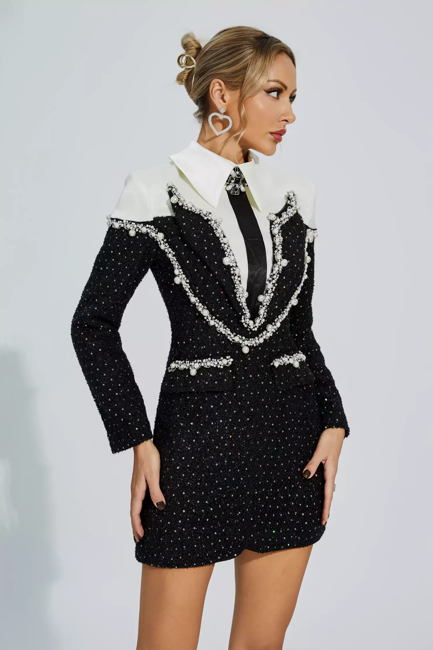 Katelyn Black Diamond Mini Dress-CATCHALL