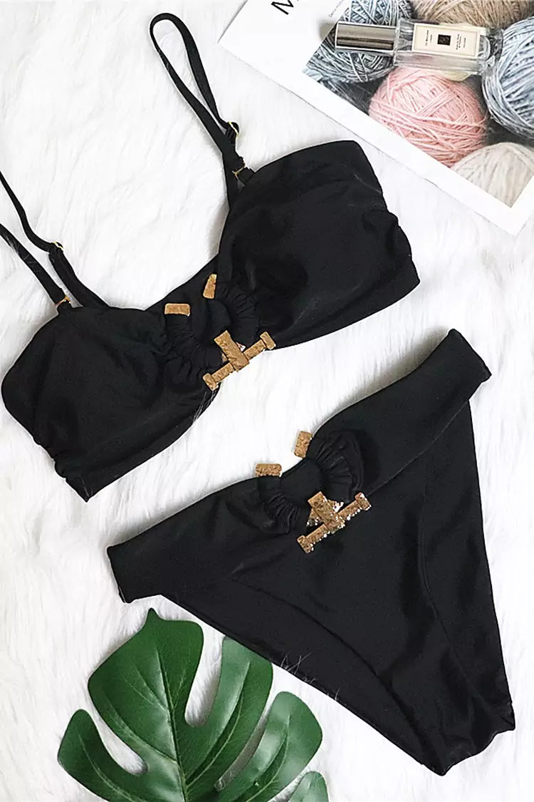 Kendall Black Metal Bikini-CATCHALL