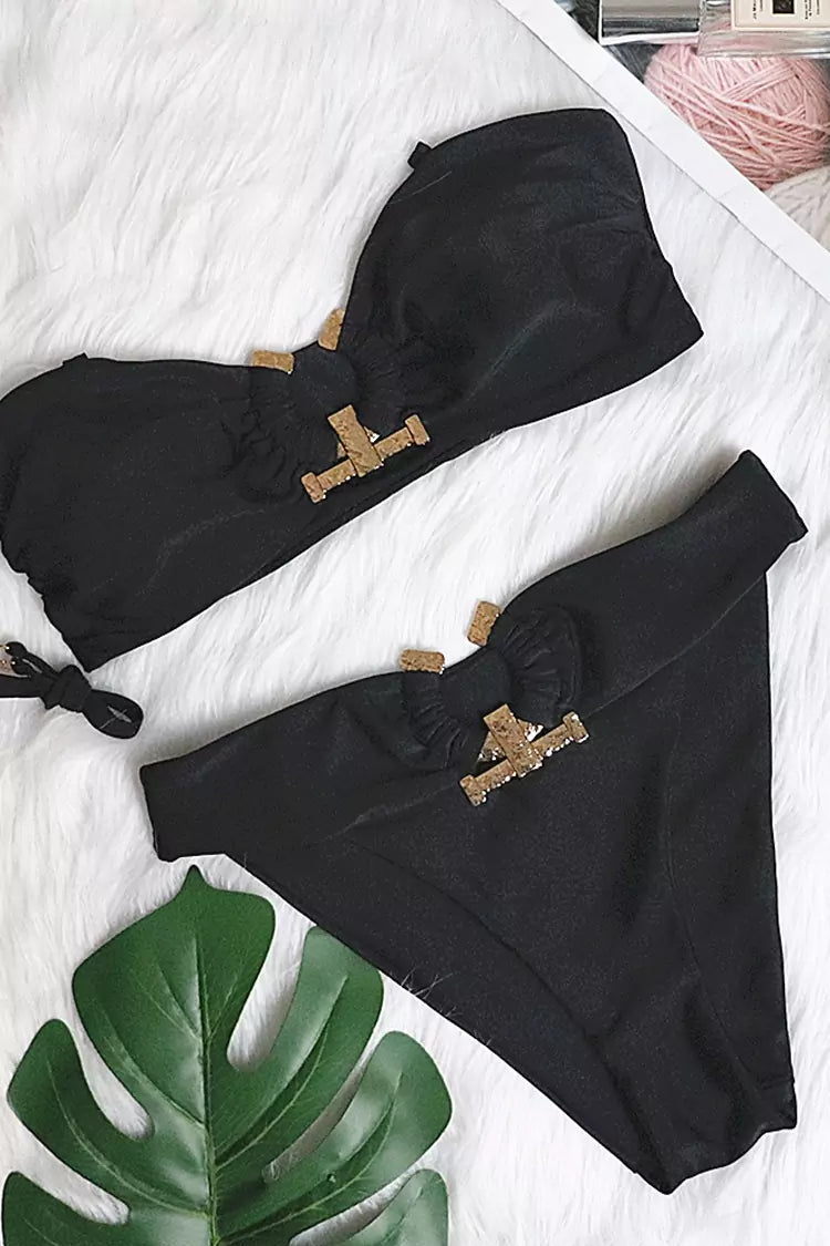 Kendall Black Metal Bikini-CATCHALL