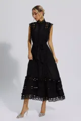 Kennedi Black Sleeveless Hollow Maxi Dress