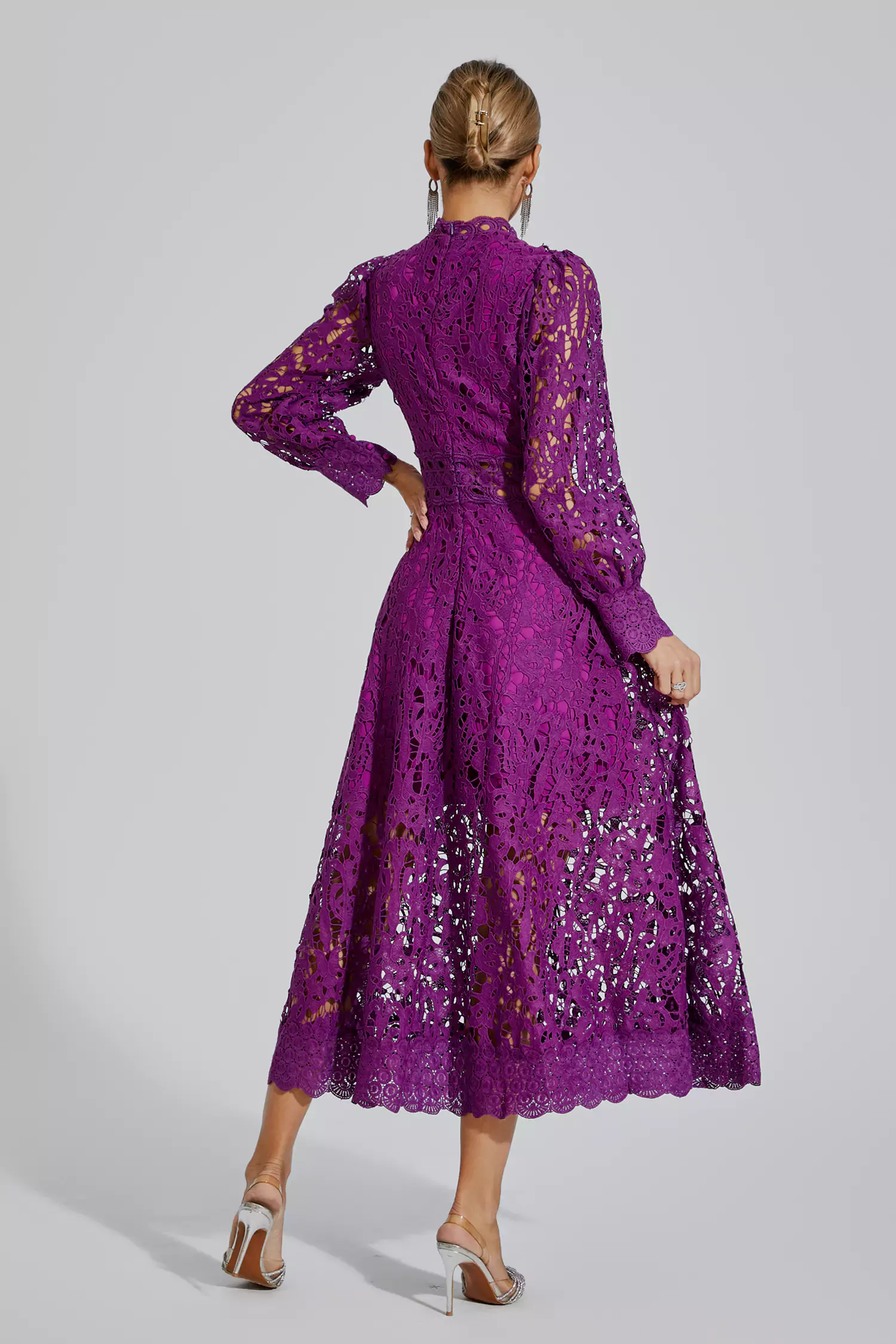 Kenzie Purple Lace Cutout Maxi Dress-CATCHALL