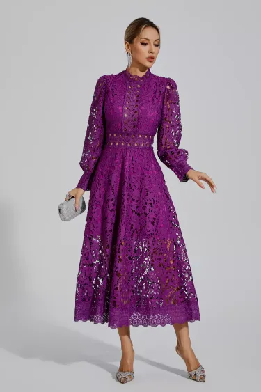 Kenzie Purple Lace Cutout Maxi Dress