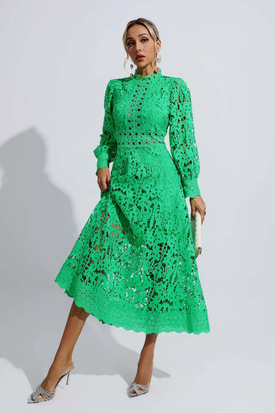 Kenzie Green Lace Cutout Maxi Dress