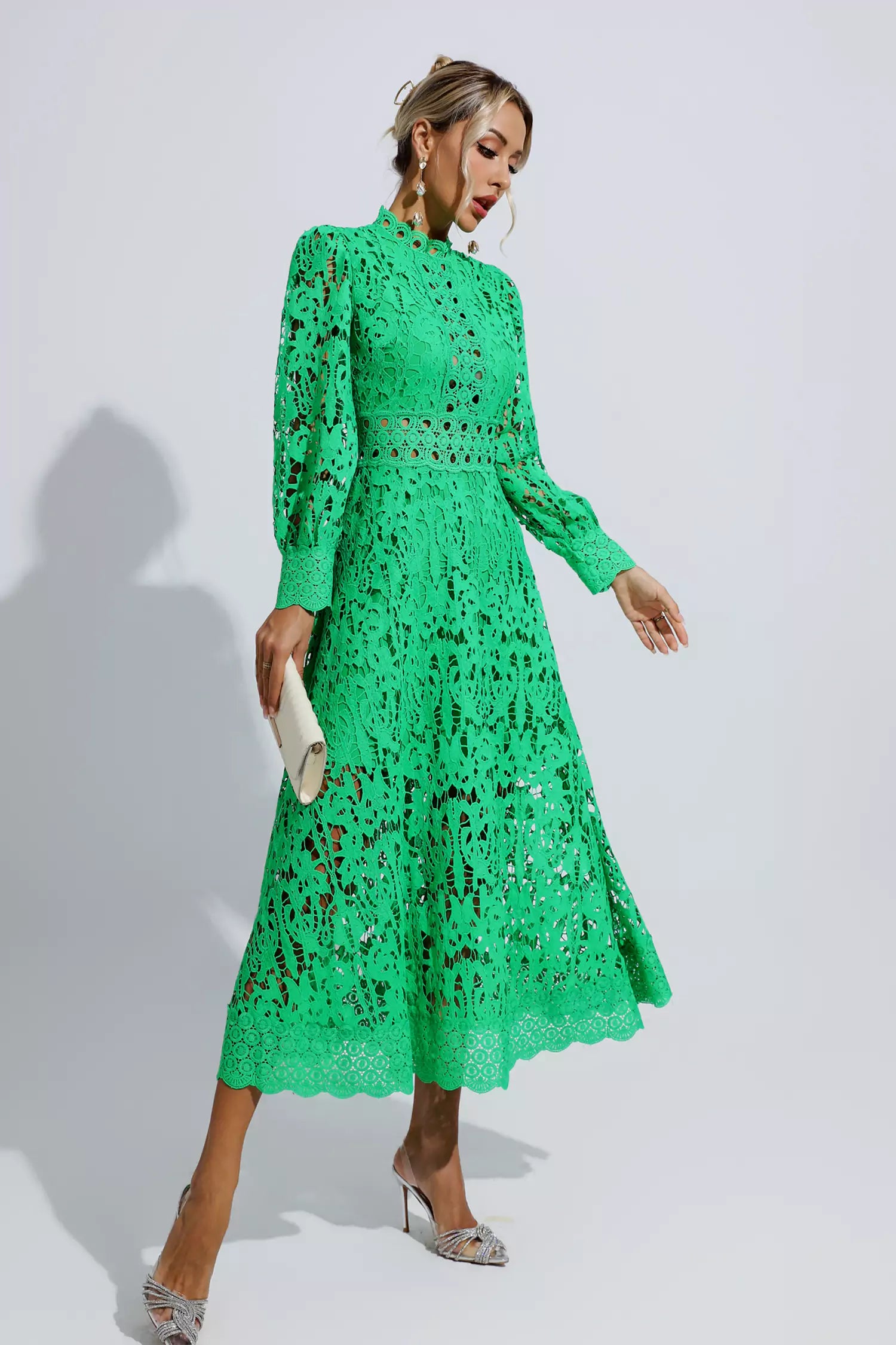 Kenzie Green Lace Cutout Maxi Dress