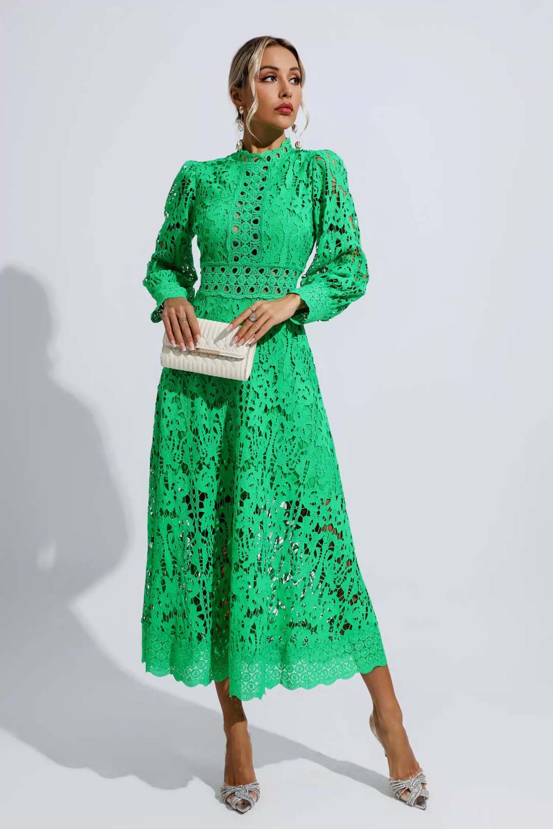 Kenzie Green Lace Cutout Maxi Dress