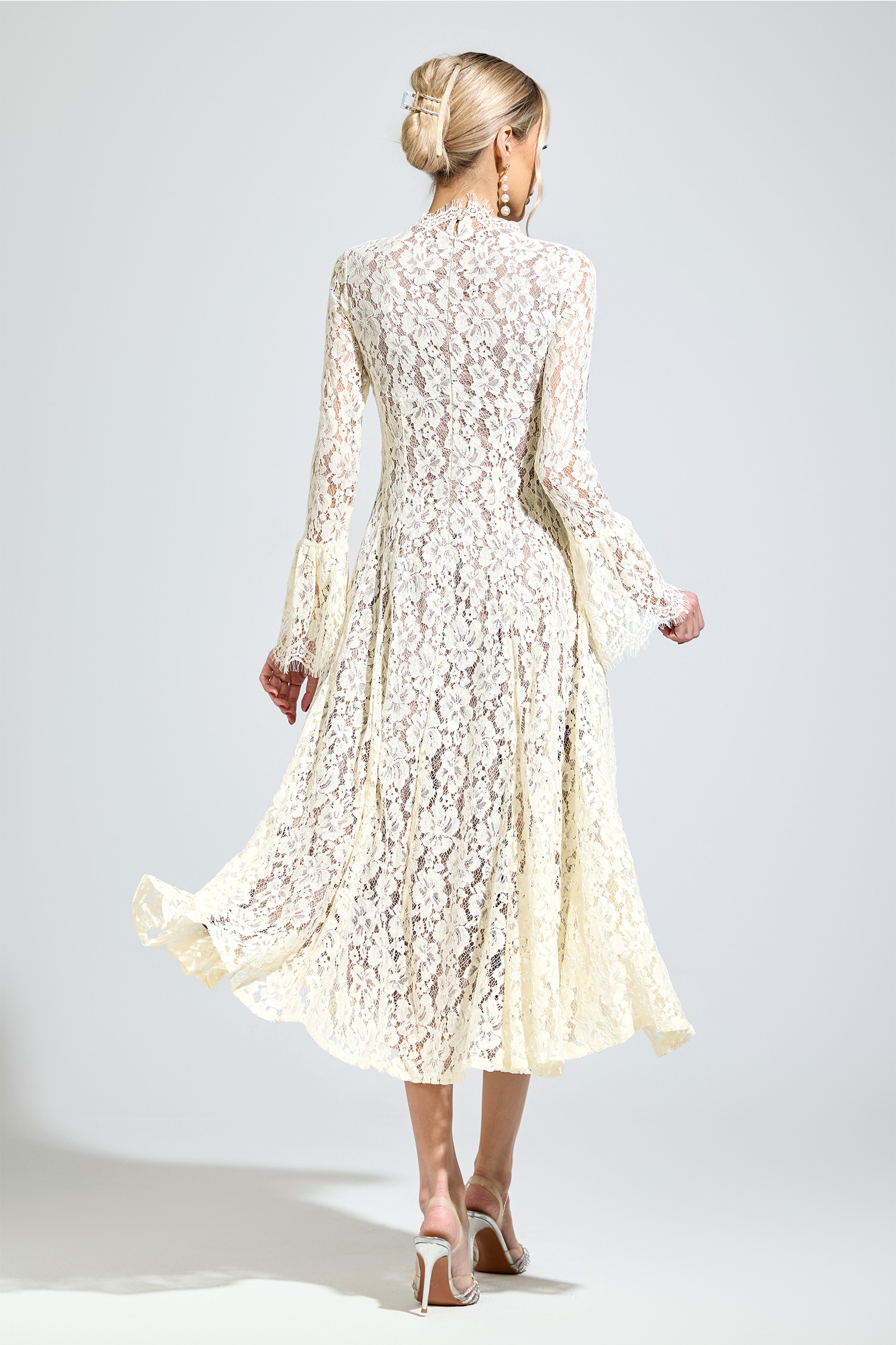 Kepler White Bell Sleeve Formal Dress