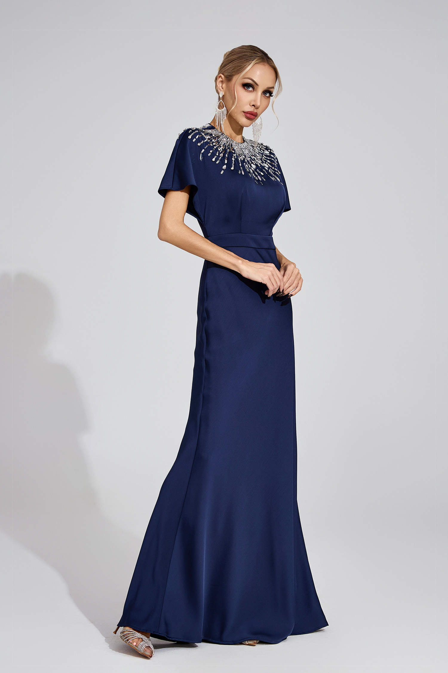 Kerensa Dark Blue Diamond Maxi Dress