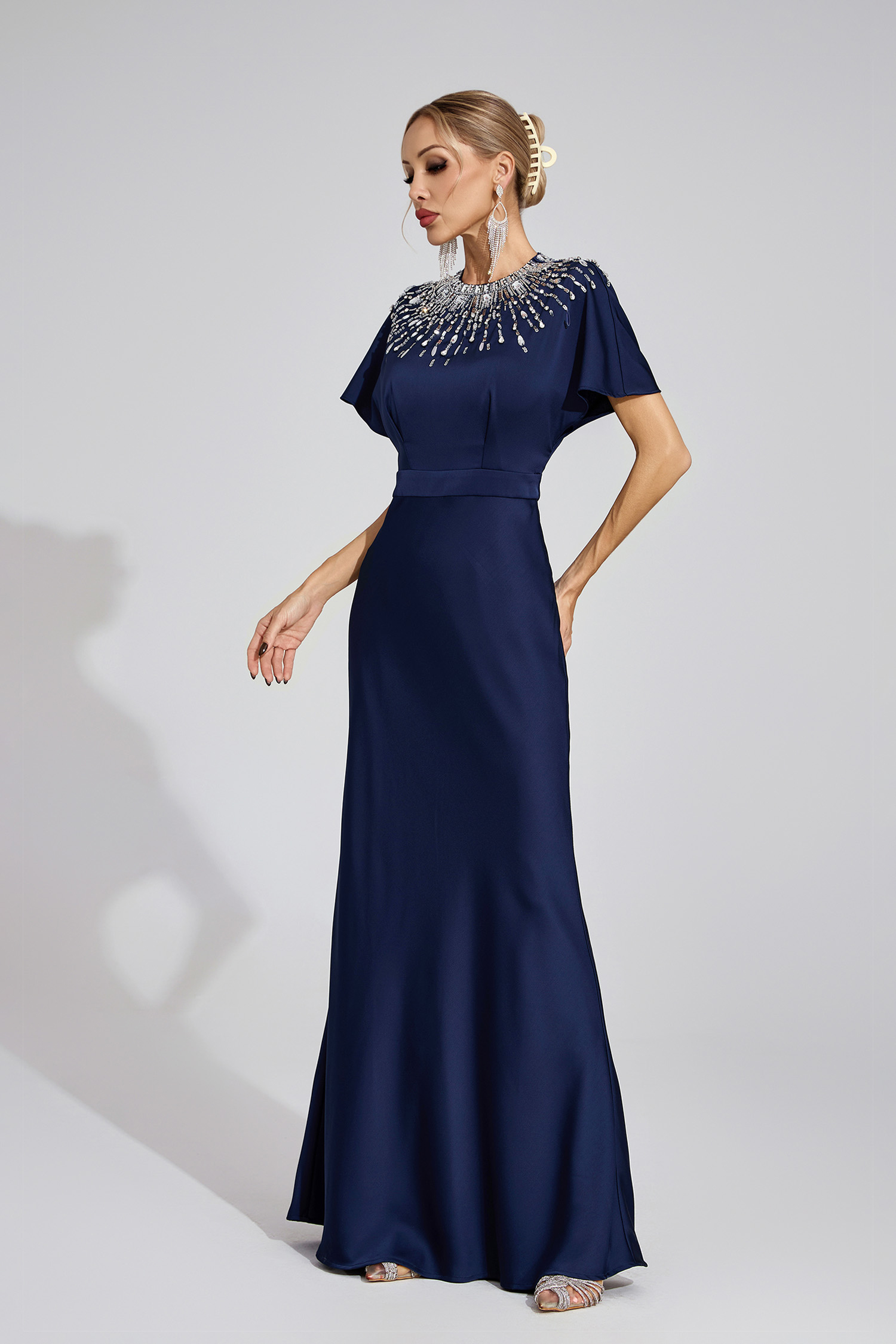 Kerensa Dark Blue Diamond Maxi Dress