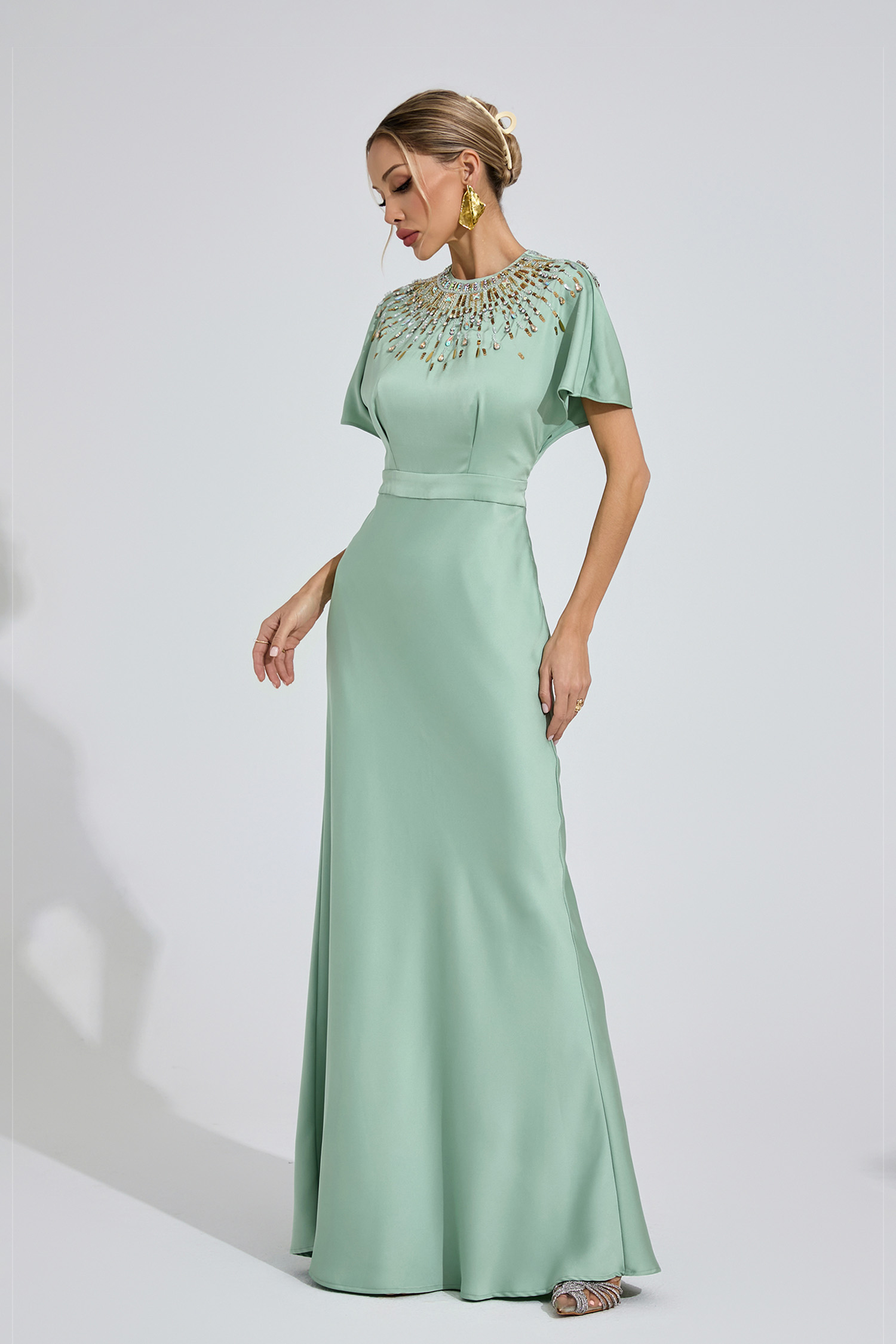 Kerensa Green Diamond Maxi Dress