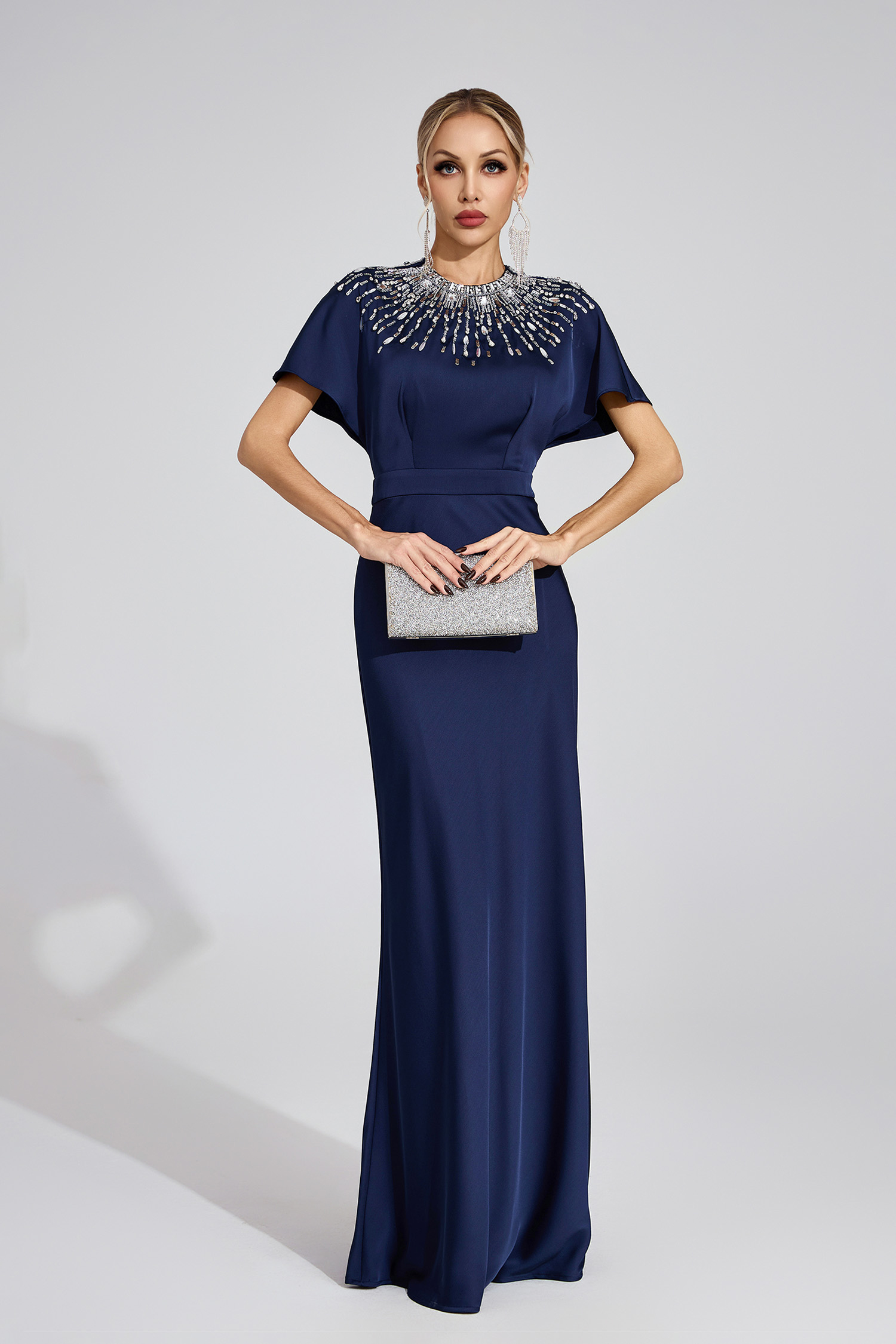 Kerensa Dark Blue Diamond Maxi Dress
