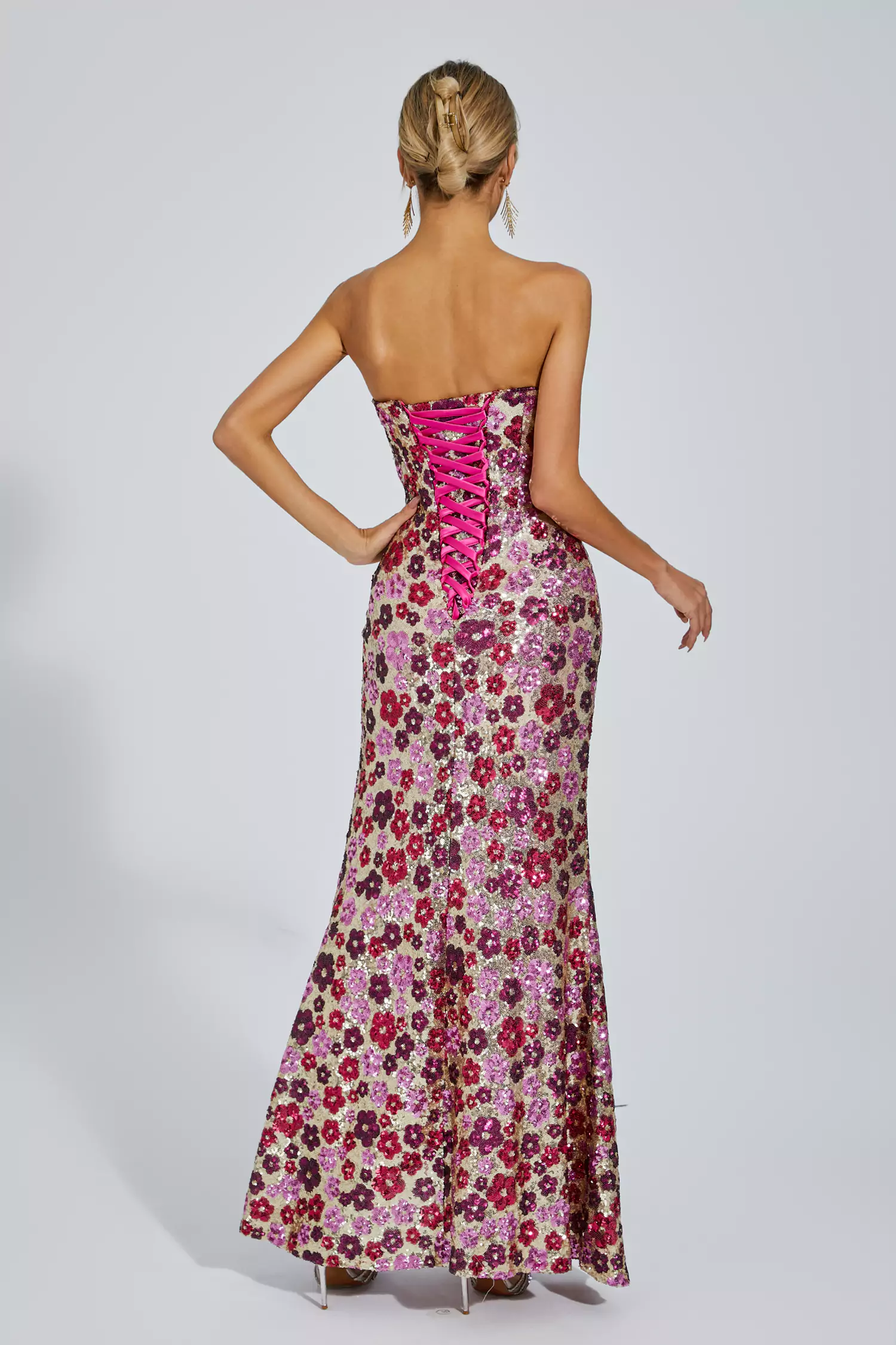 Kiera Red Flower Sequin Dress-CATCHALL