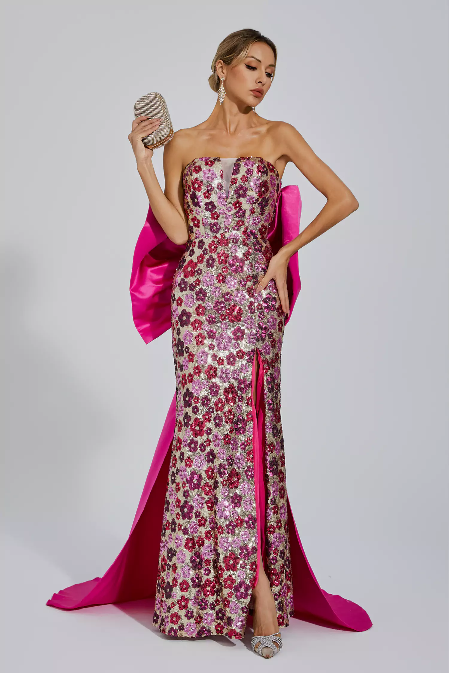 Kiera Red Flower Sequin Dress-CATCHALL