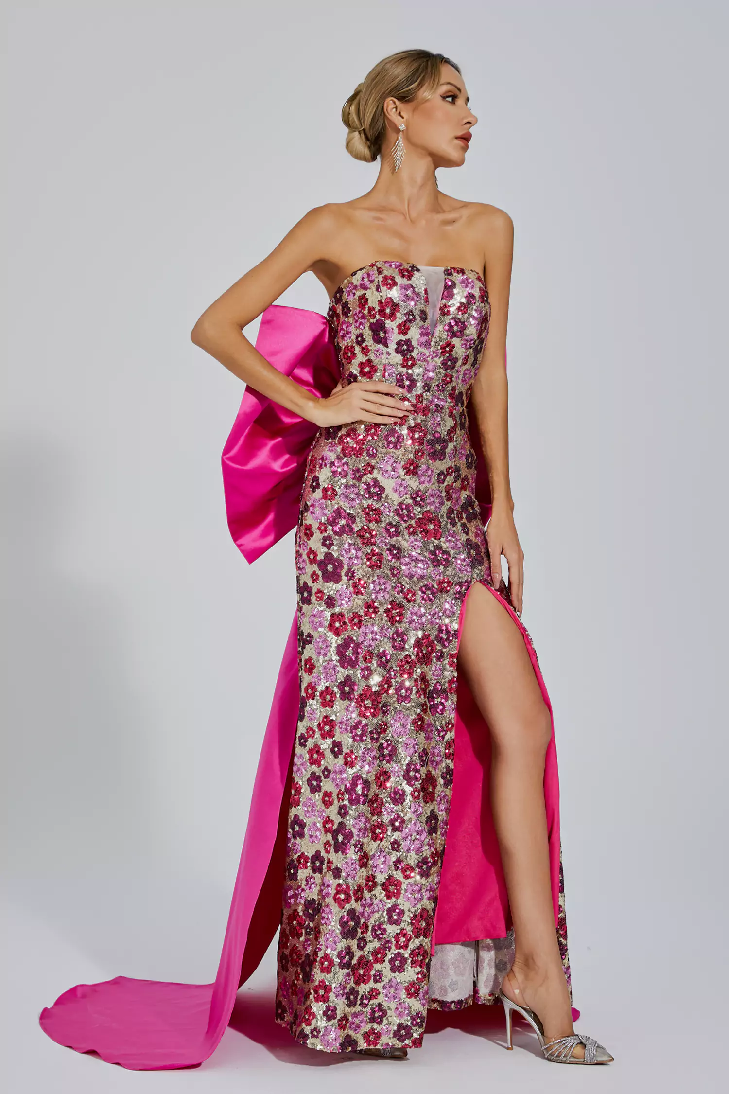 Kiera Red Flower Sequin Dress-CATCHALL