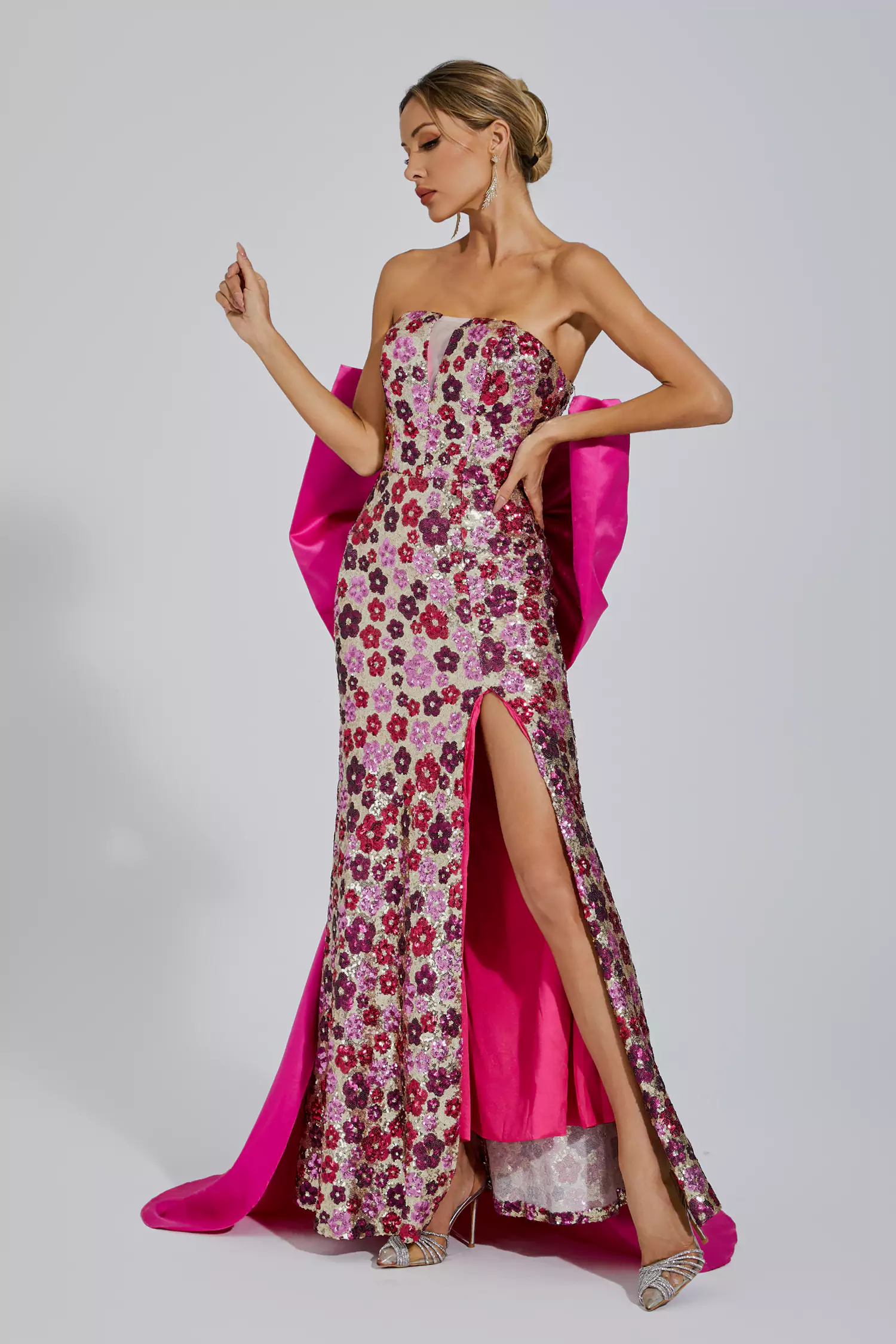 Kiera Red Flower Sequin Dress-CATCHALL
