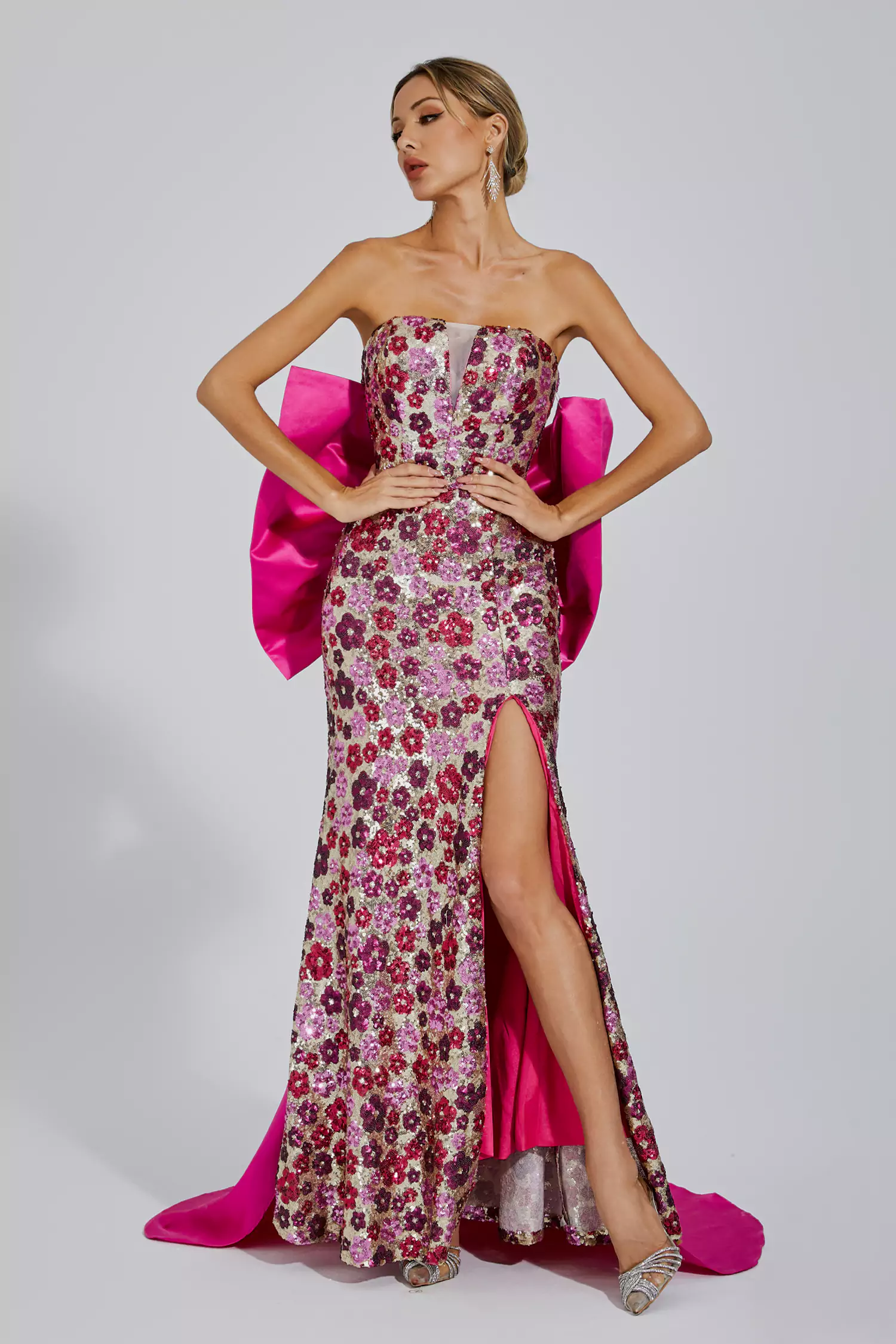 Kiera Red Flower Sequin Dress-CATCHALL
