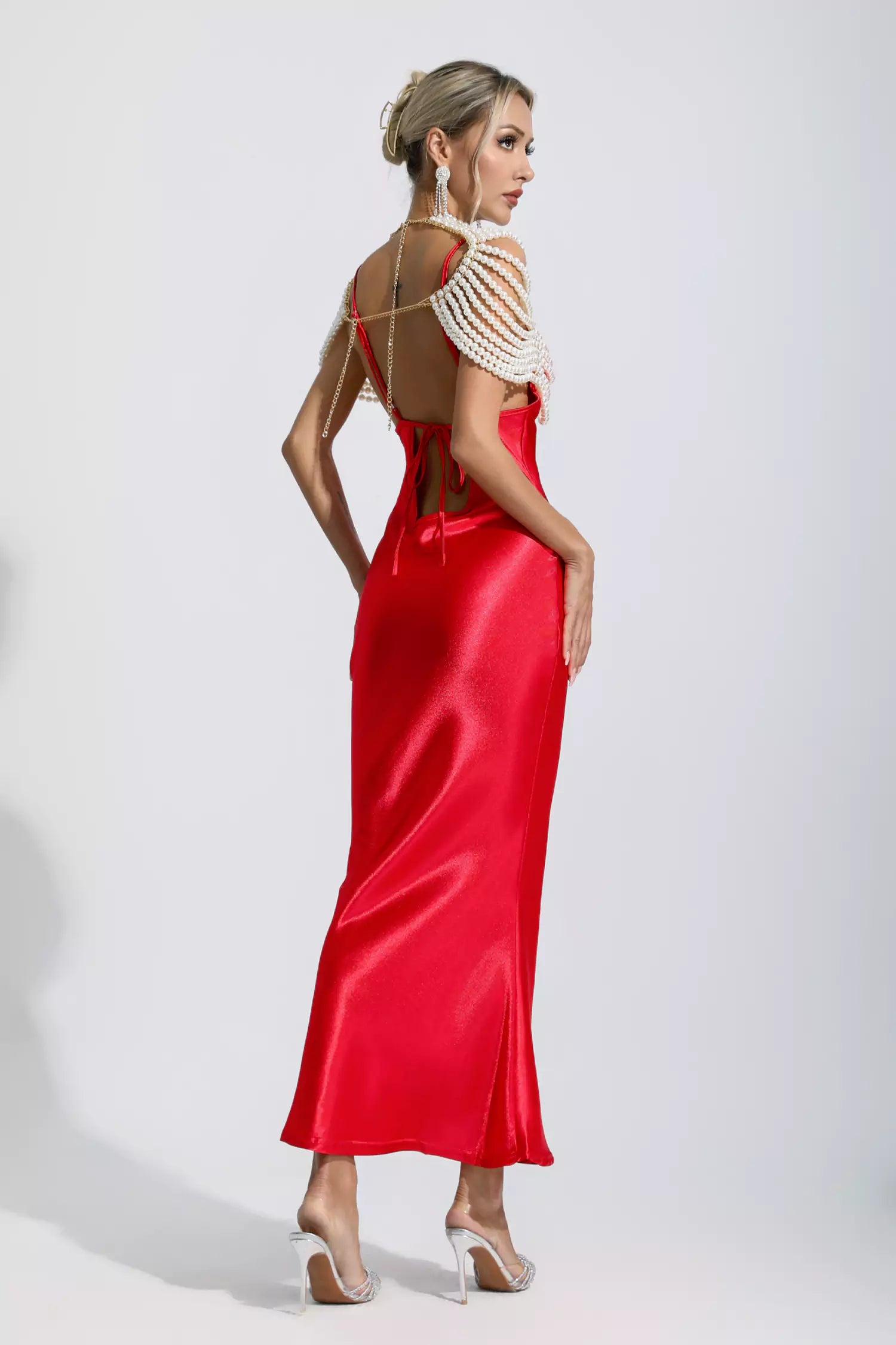 Kinsley Red Mermaid Satin Maxi Dress-CATCHALL