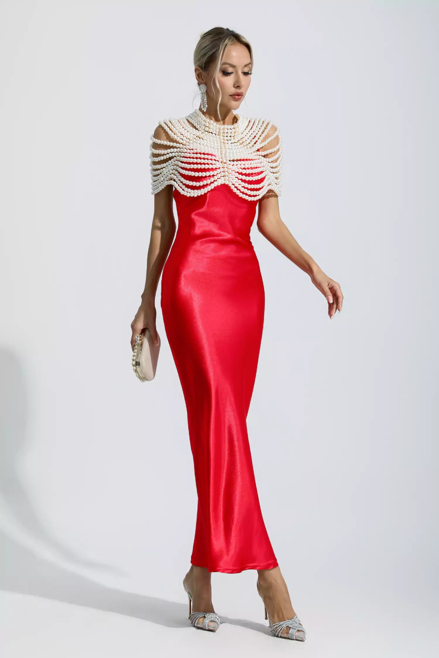 Kinsley Red Mermaid Satin Maxi Dress-CATCHALL