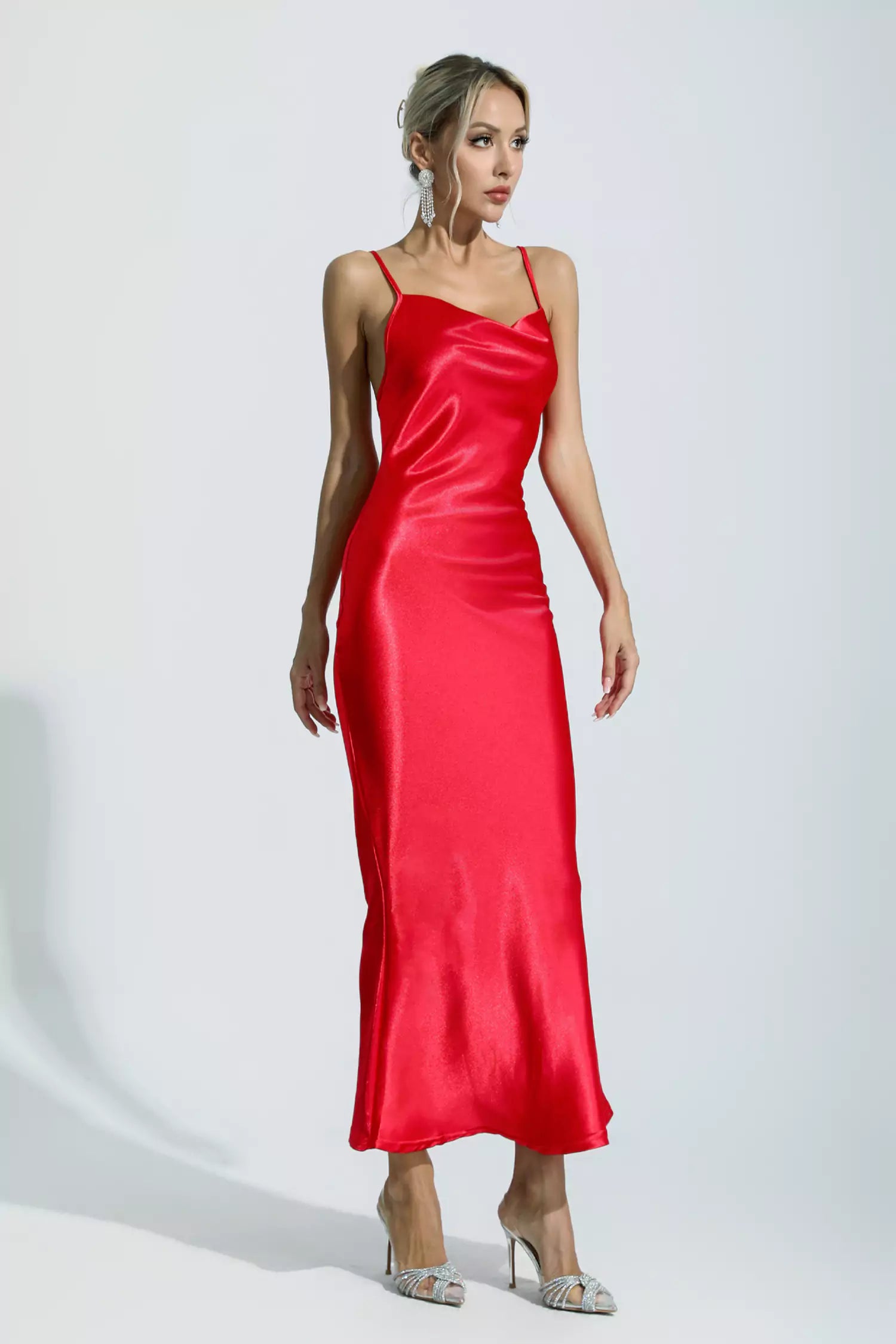 Kinsley Red Mermaid Satin Maxi Dress-CATCHALL
