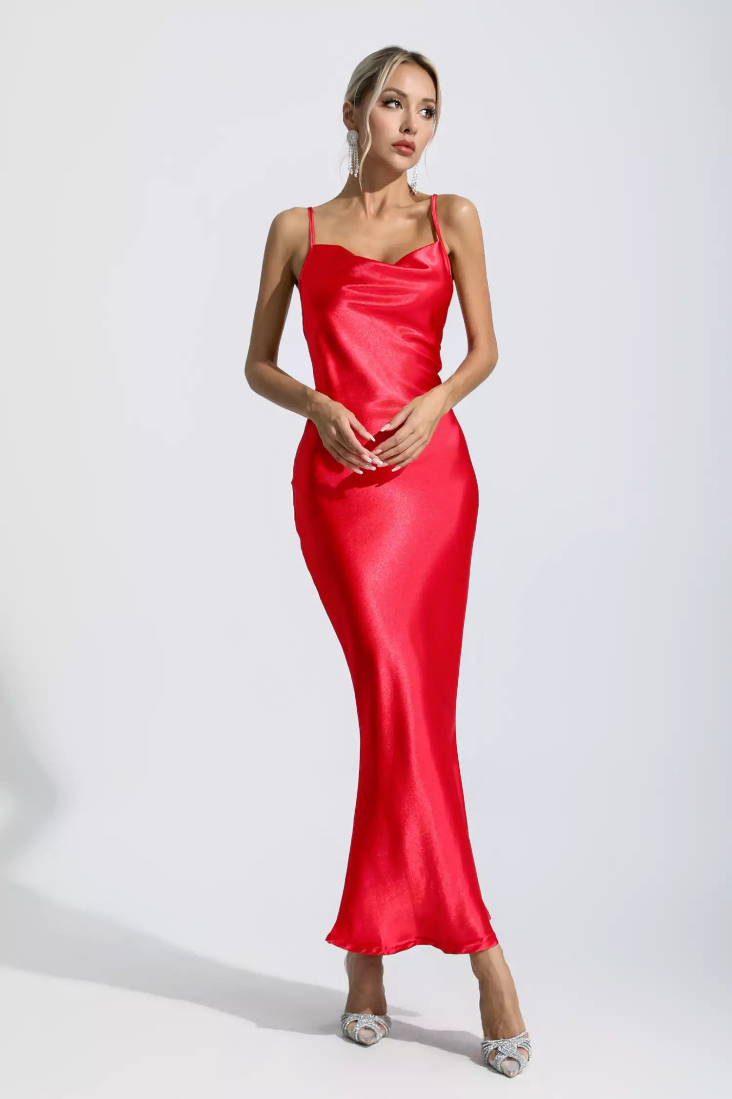 Kinsley Red Mermaid Satin Maxi Dress-CATCHALL