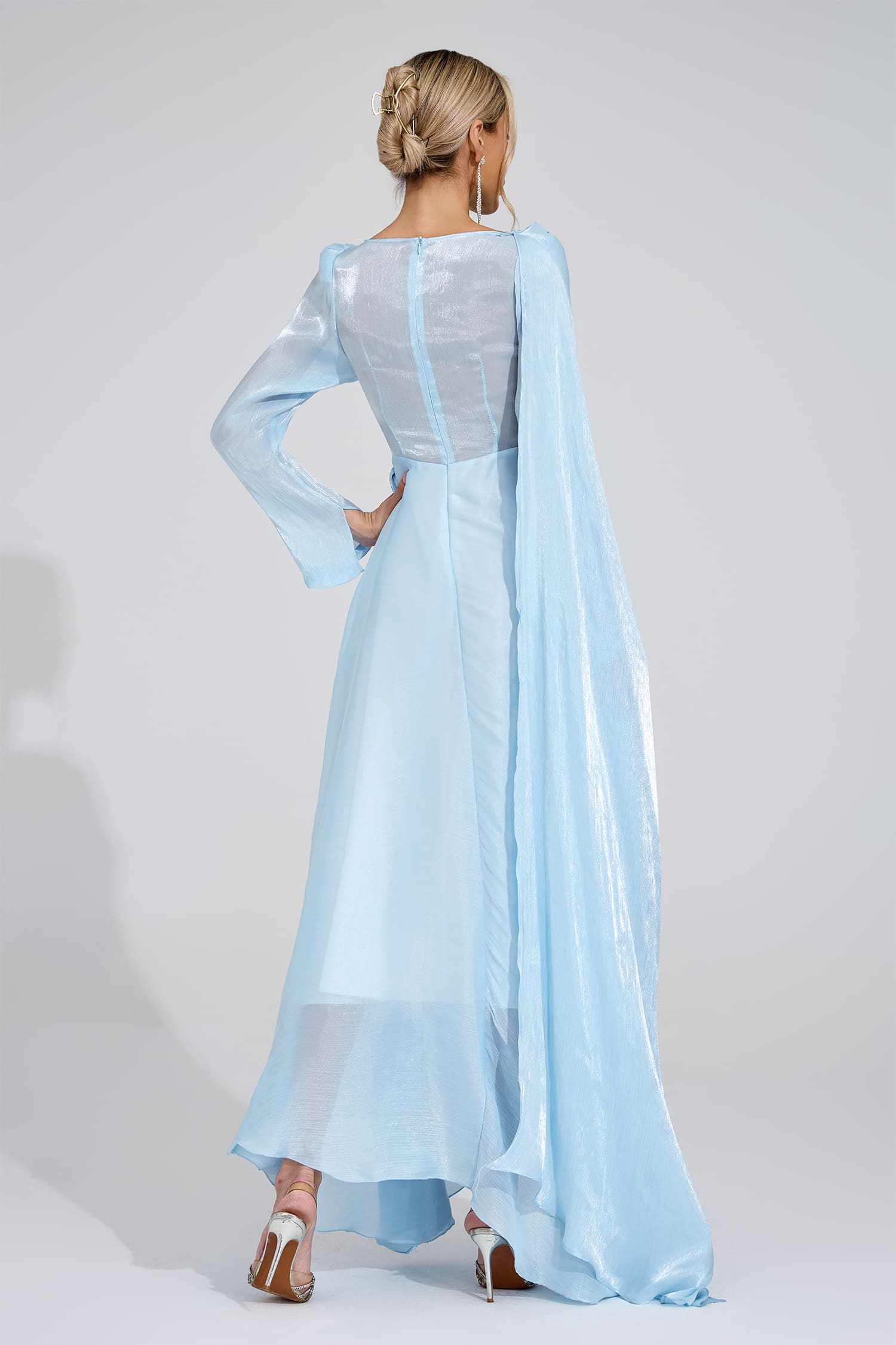 Kirsten Cambridge Blue Cape Maxi Dress