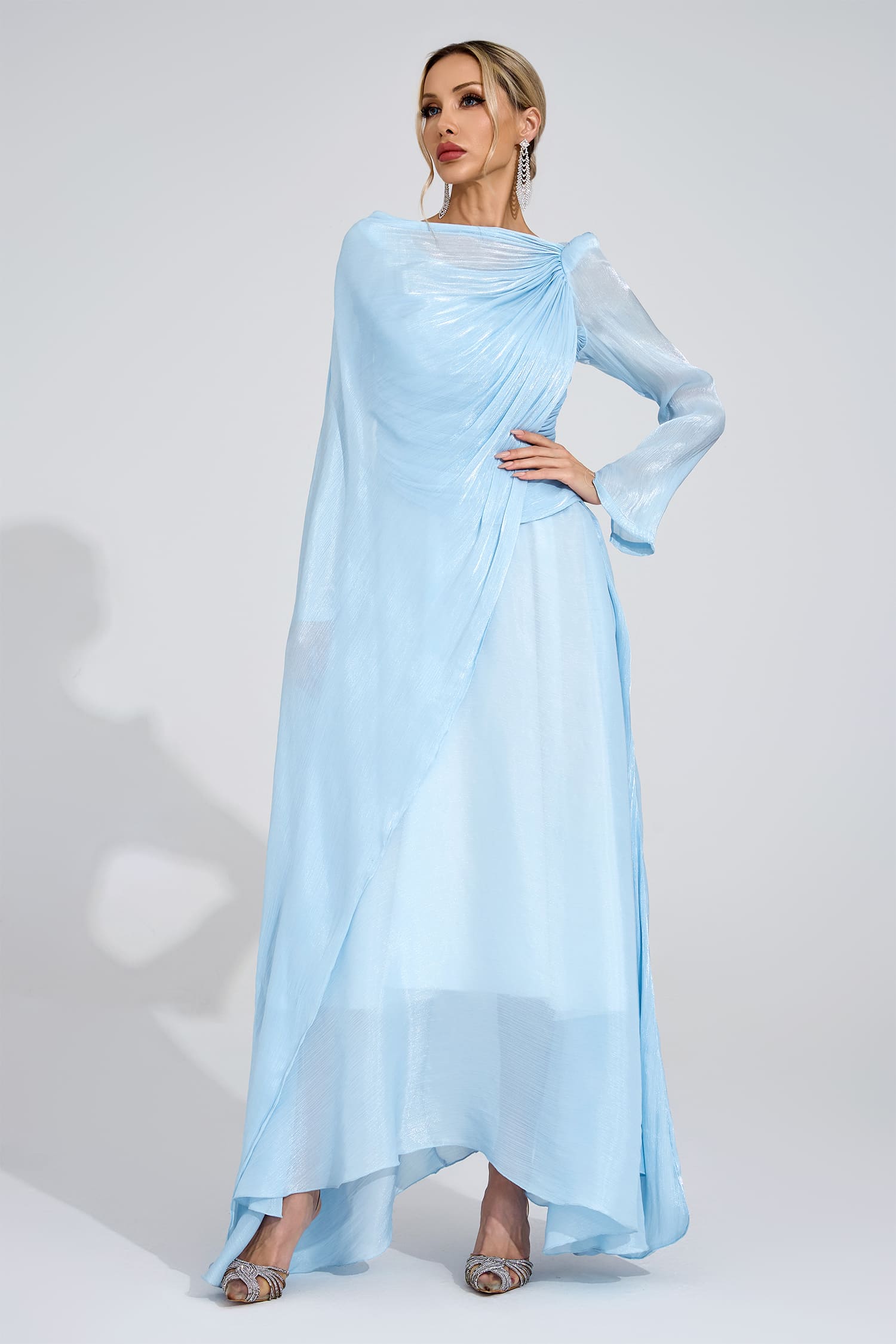 Kirsten Cambridge Blue Cape Maxi Dress