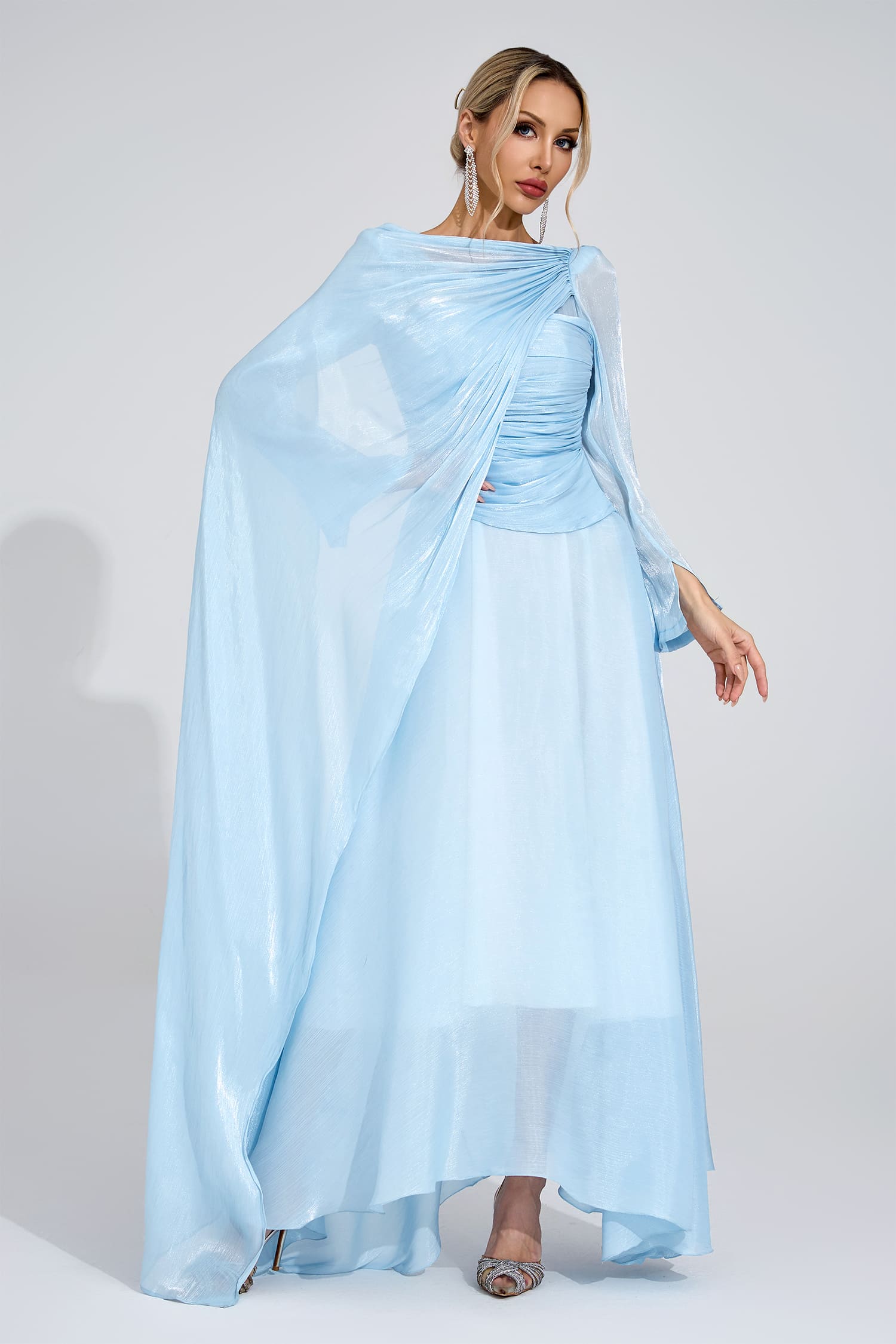 Kirsten Cambridge Blue Cape Maxi Dress