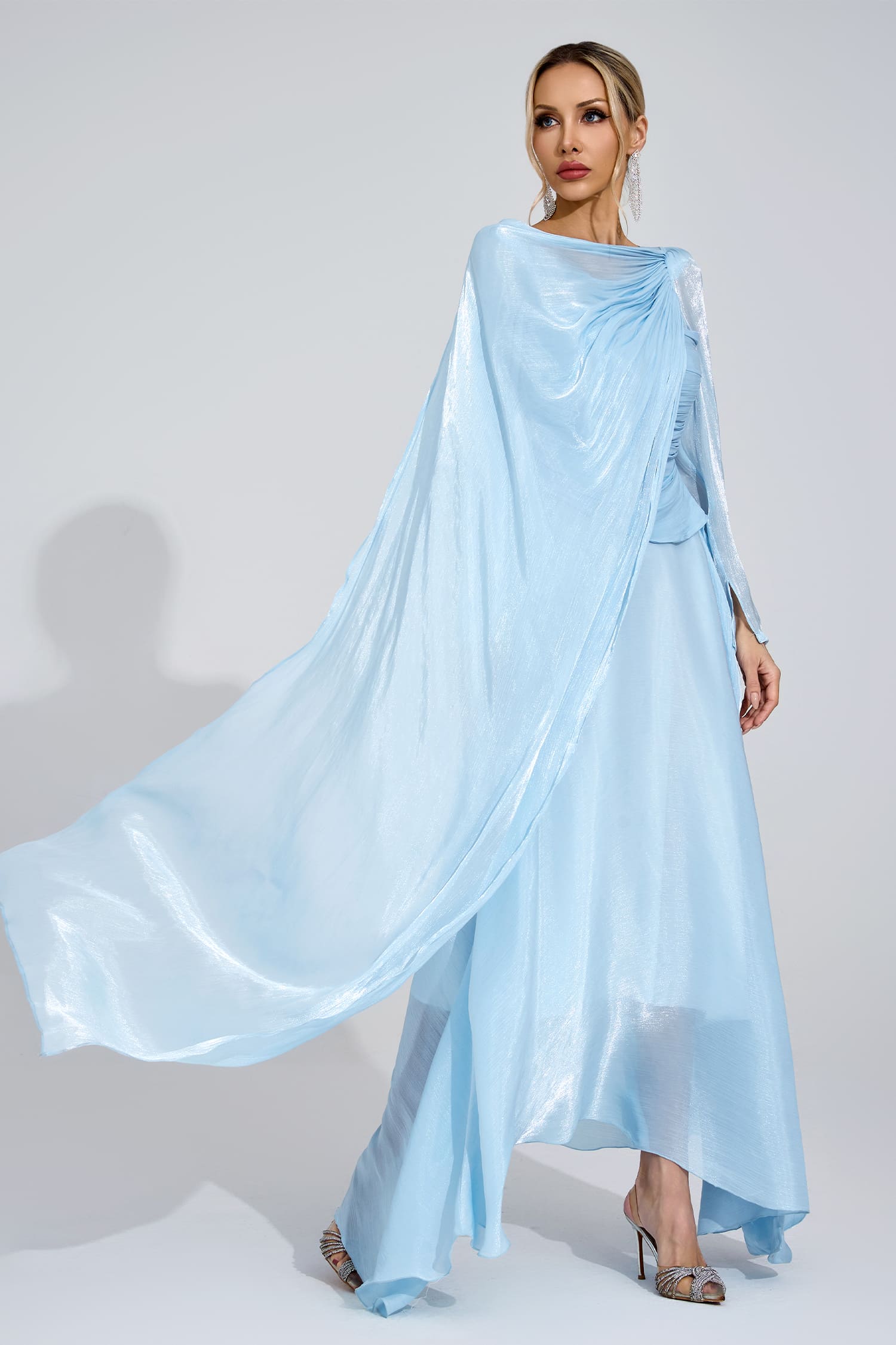 Kirsten Cambridge Blue Cape Maxi Dress