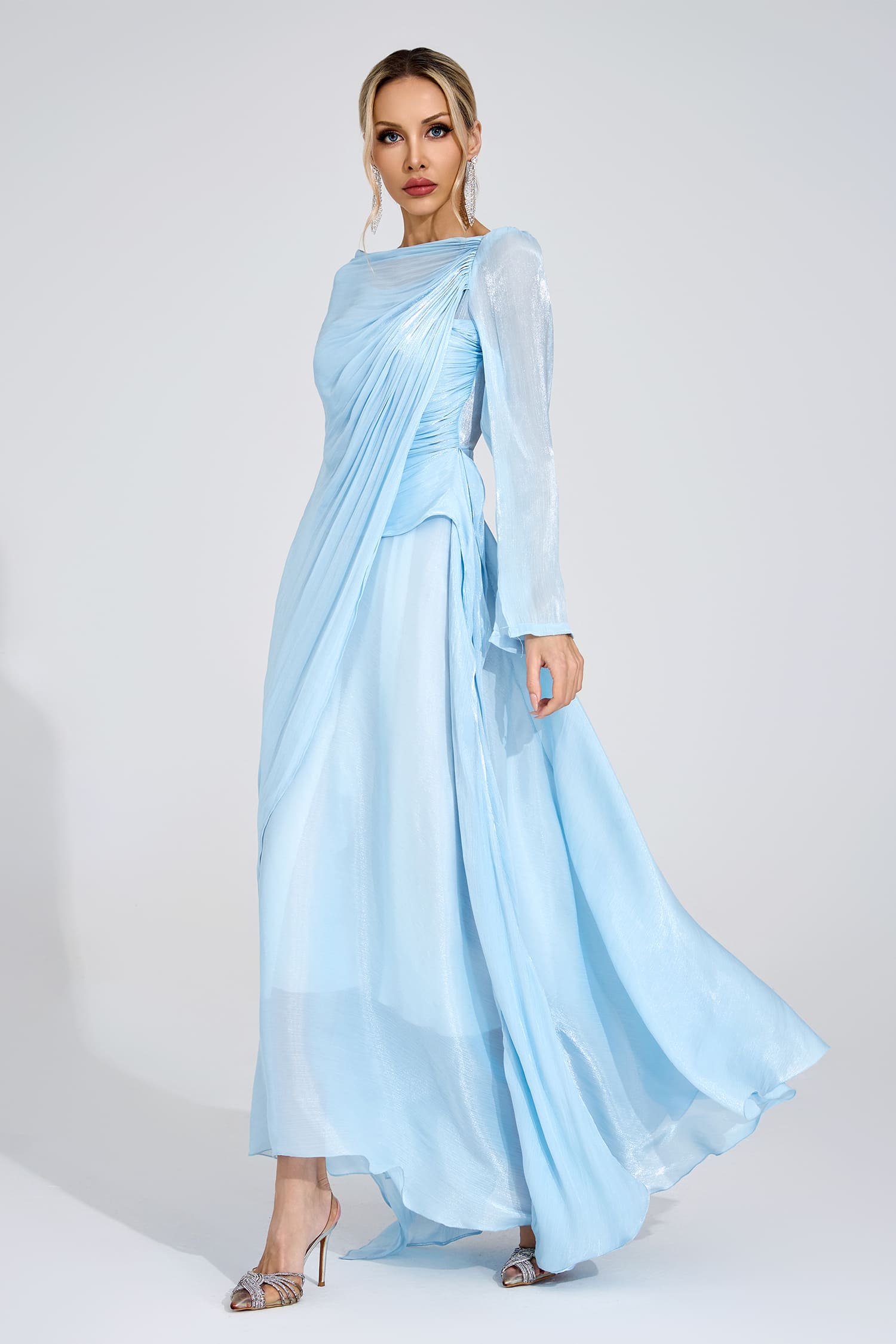 Kirsten Cambridge Blue Cape Maxi Dress