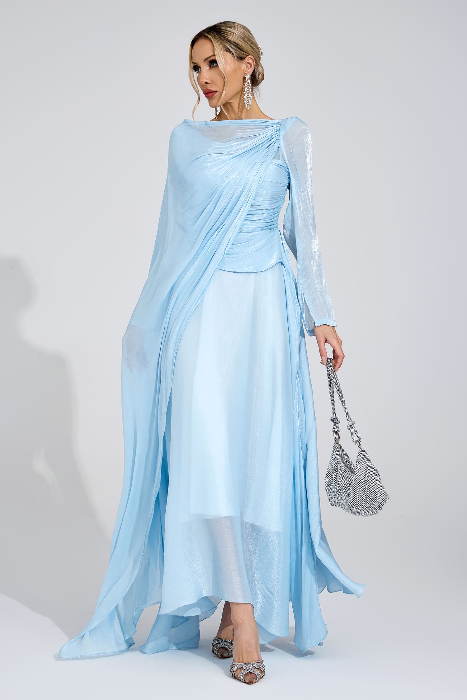 Kirsten Cambridge Blue Cape Maxi Dress