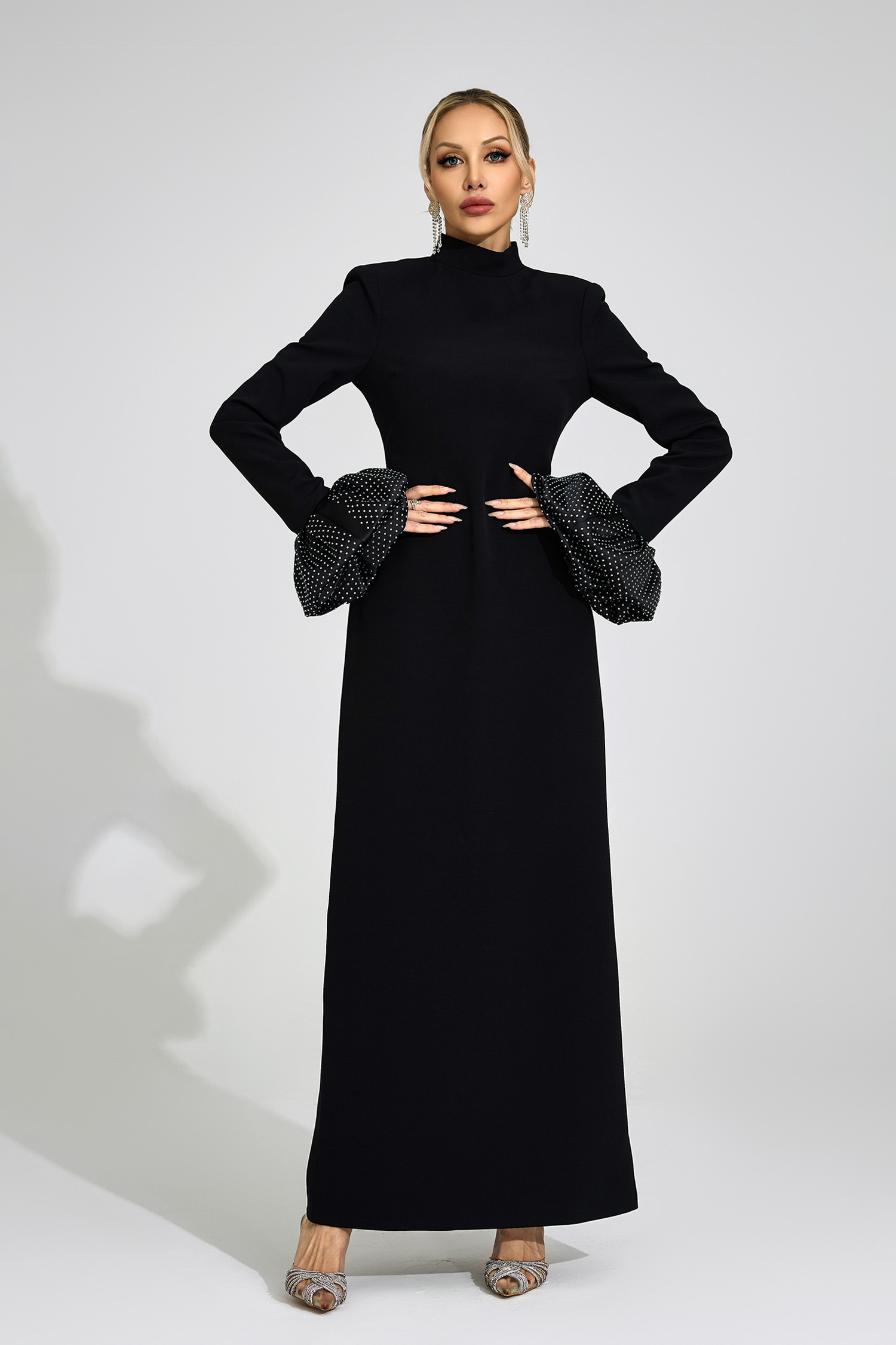 Kirsten Black Puff Sleeve Maxi Dress