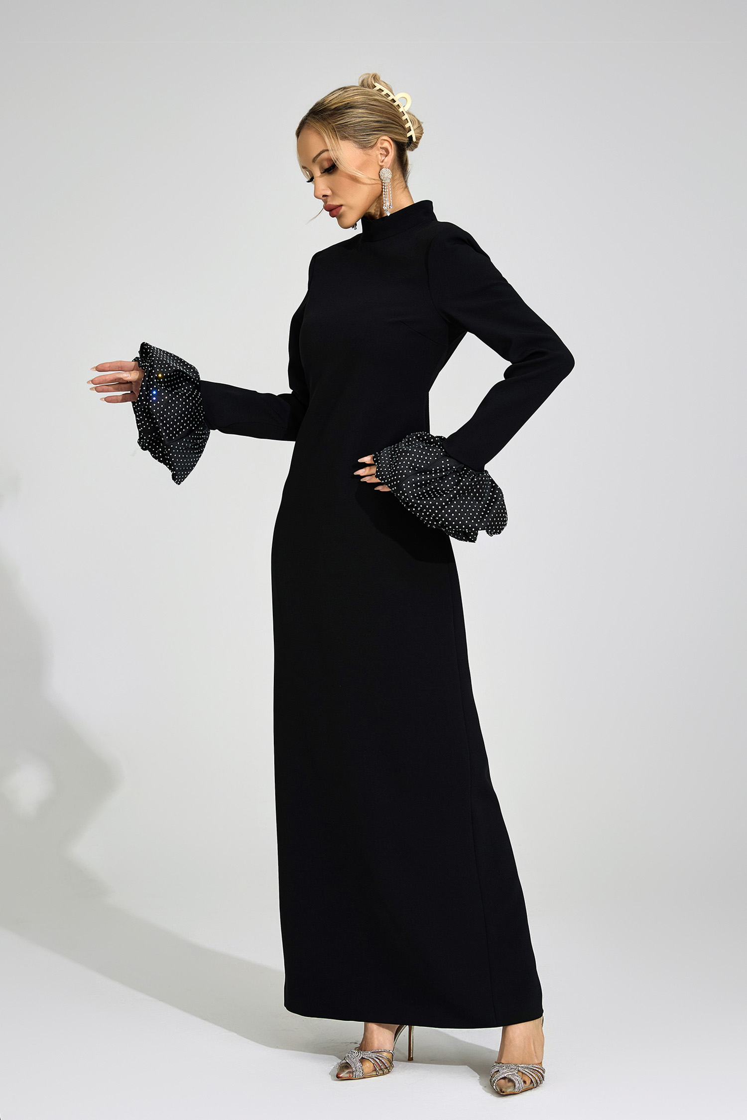 Kirsten Black Puff Sleeve Maxi Dress