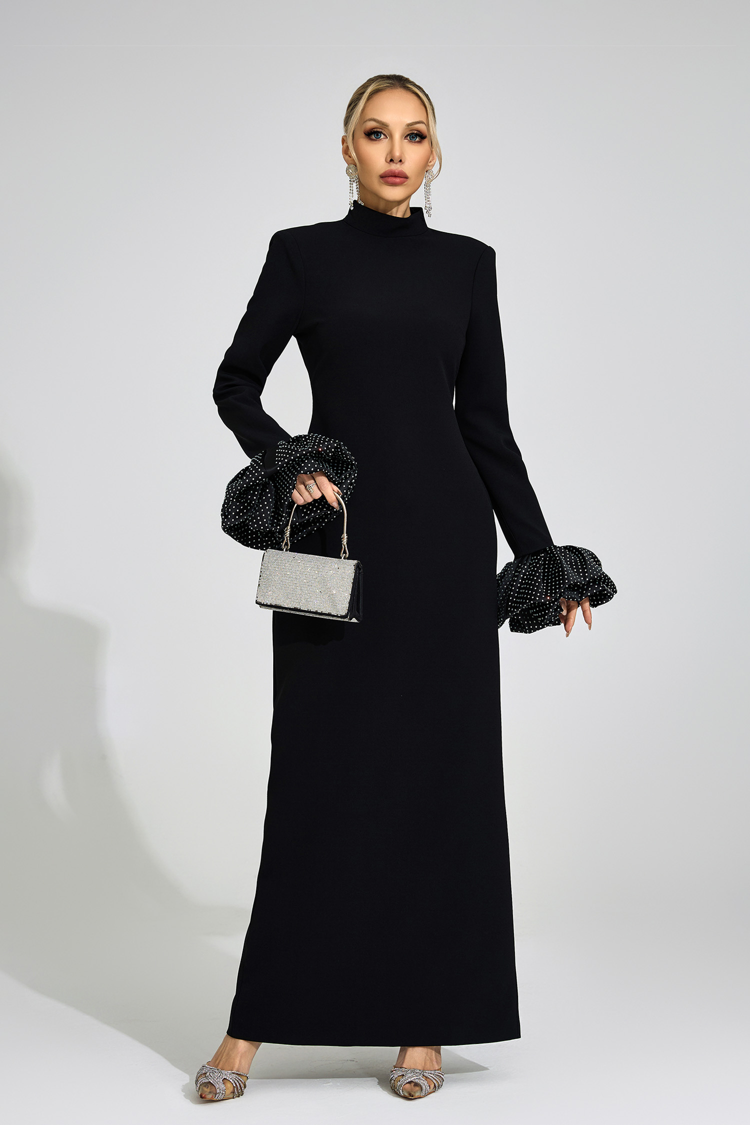 Kirsten Black Puff Sleeve Maxi Dress