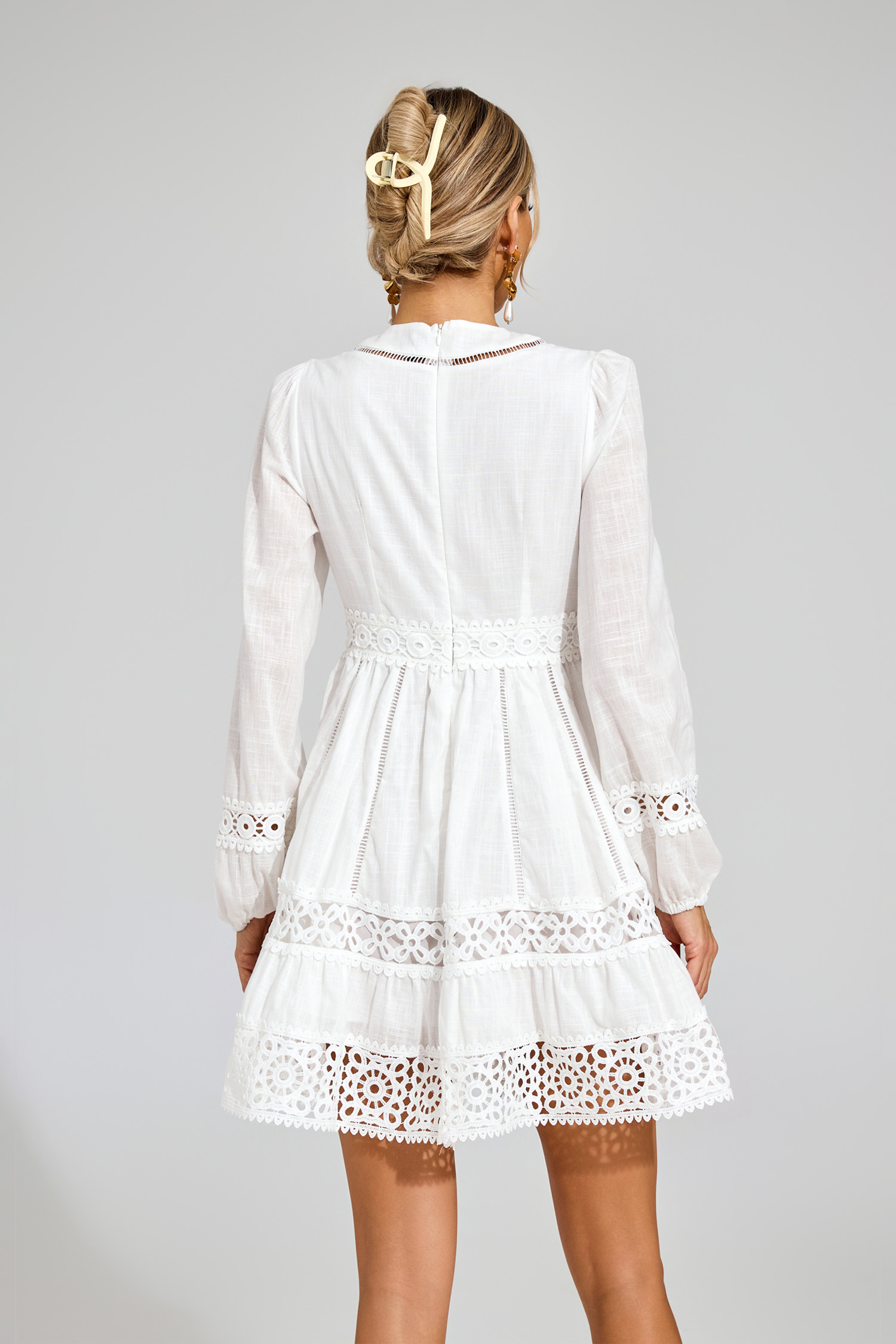 Kyle White Cut Out Long Sleeve Dress