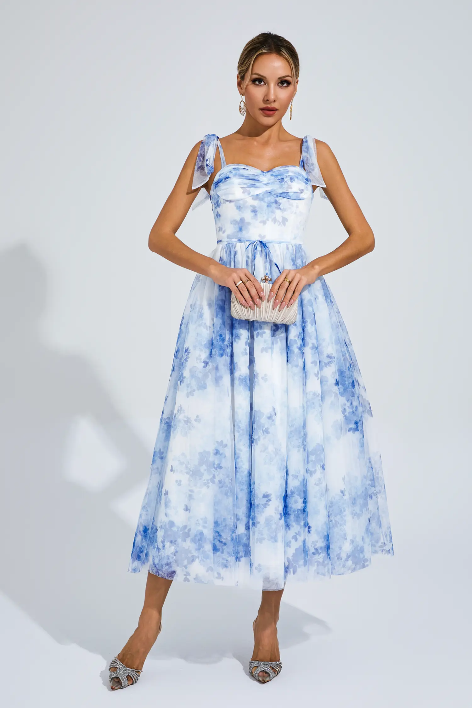 Lancelot Blue Flower Pinted Slip Dress-CATCHALL