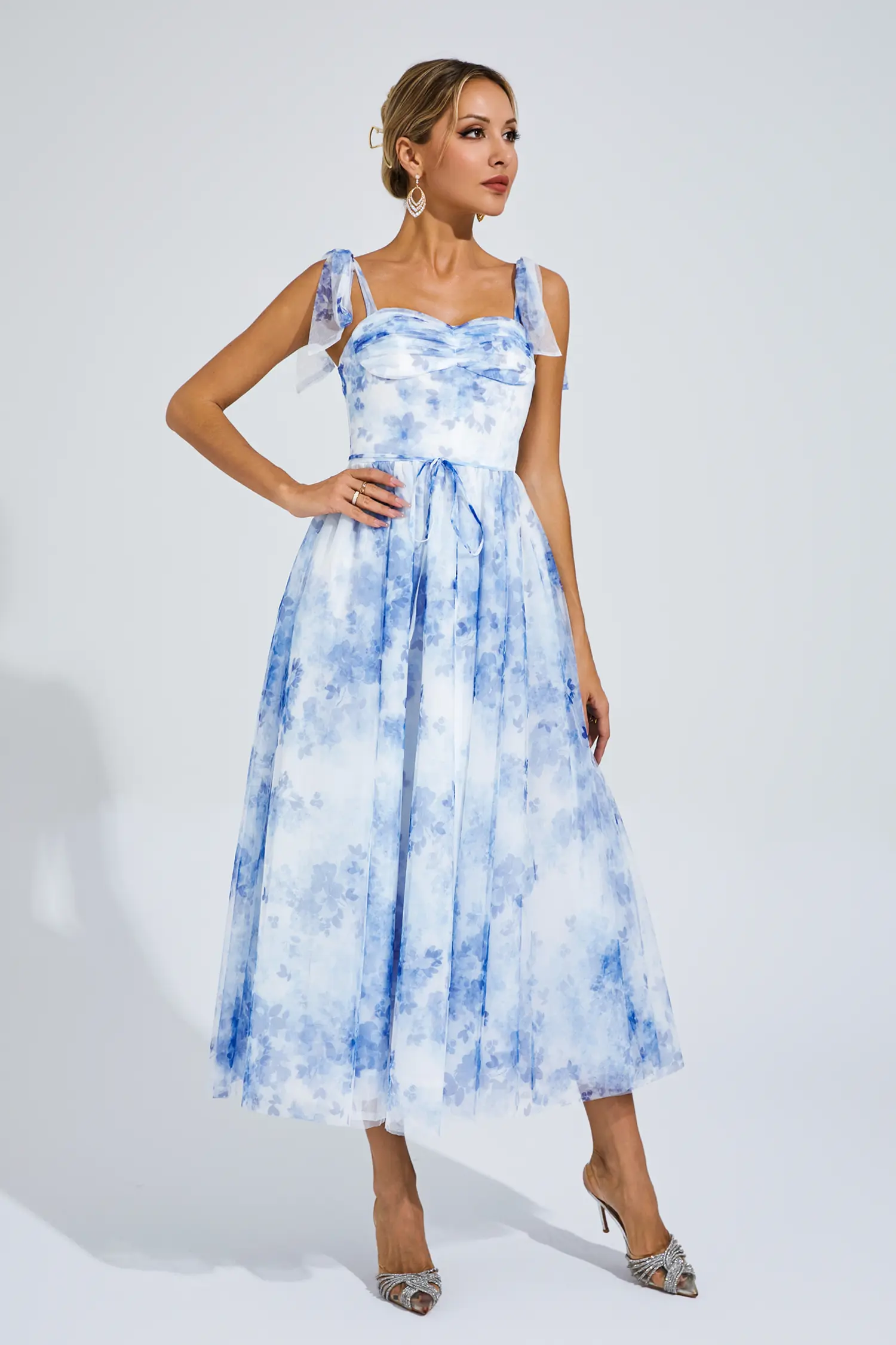 Lancelot Blue Flower Pinted Slip Dress-CATCHALL