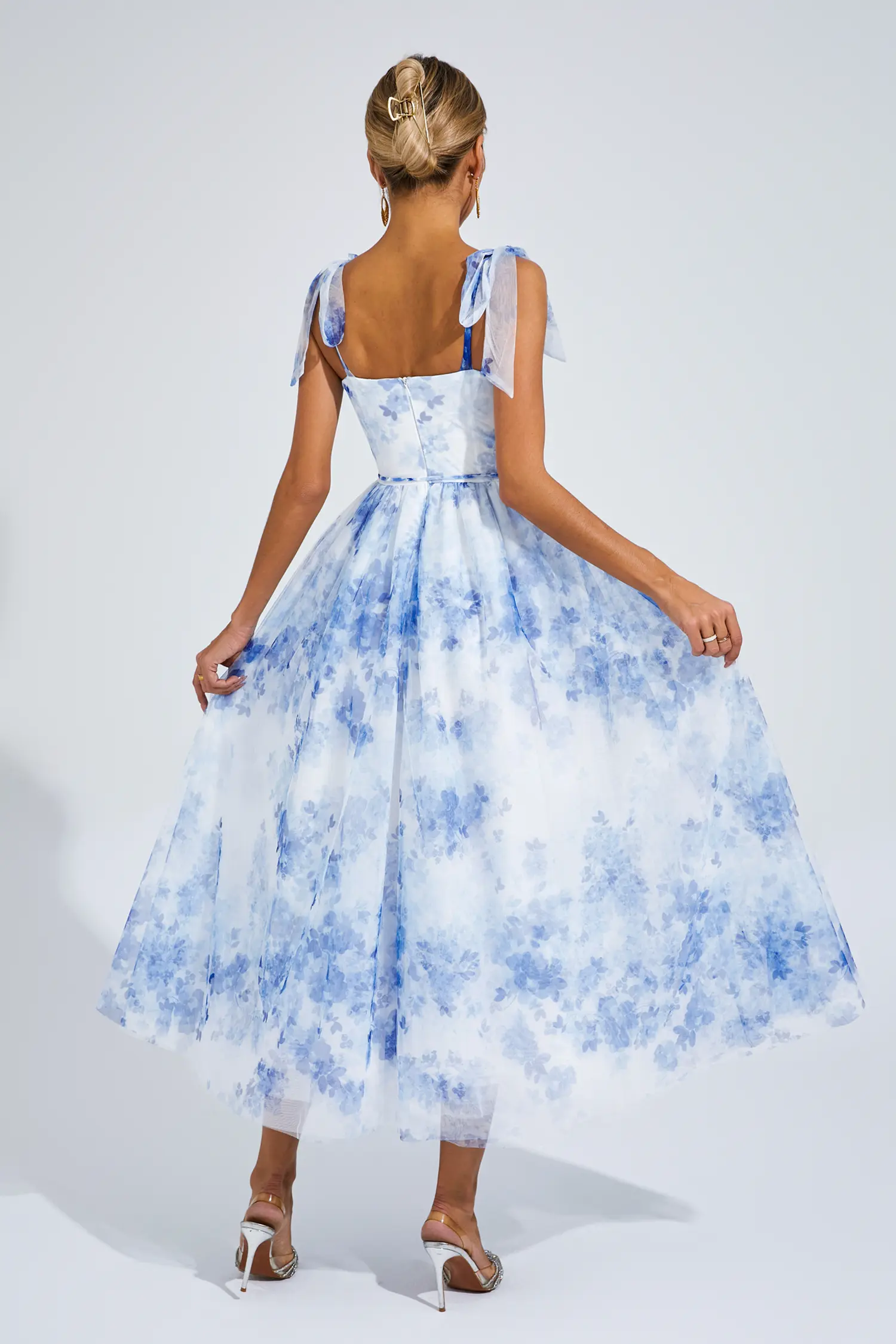 Lancelot Blue Flower Pinted Slip Dress-CATCHALL