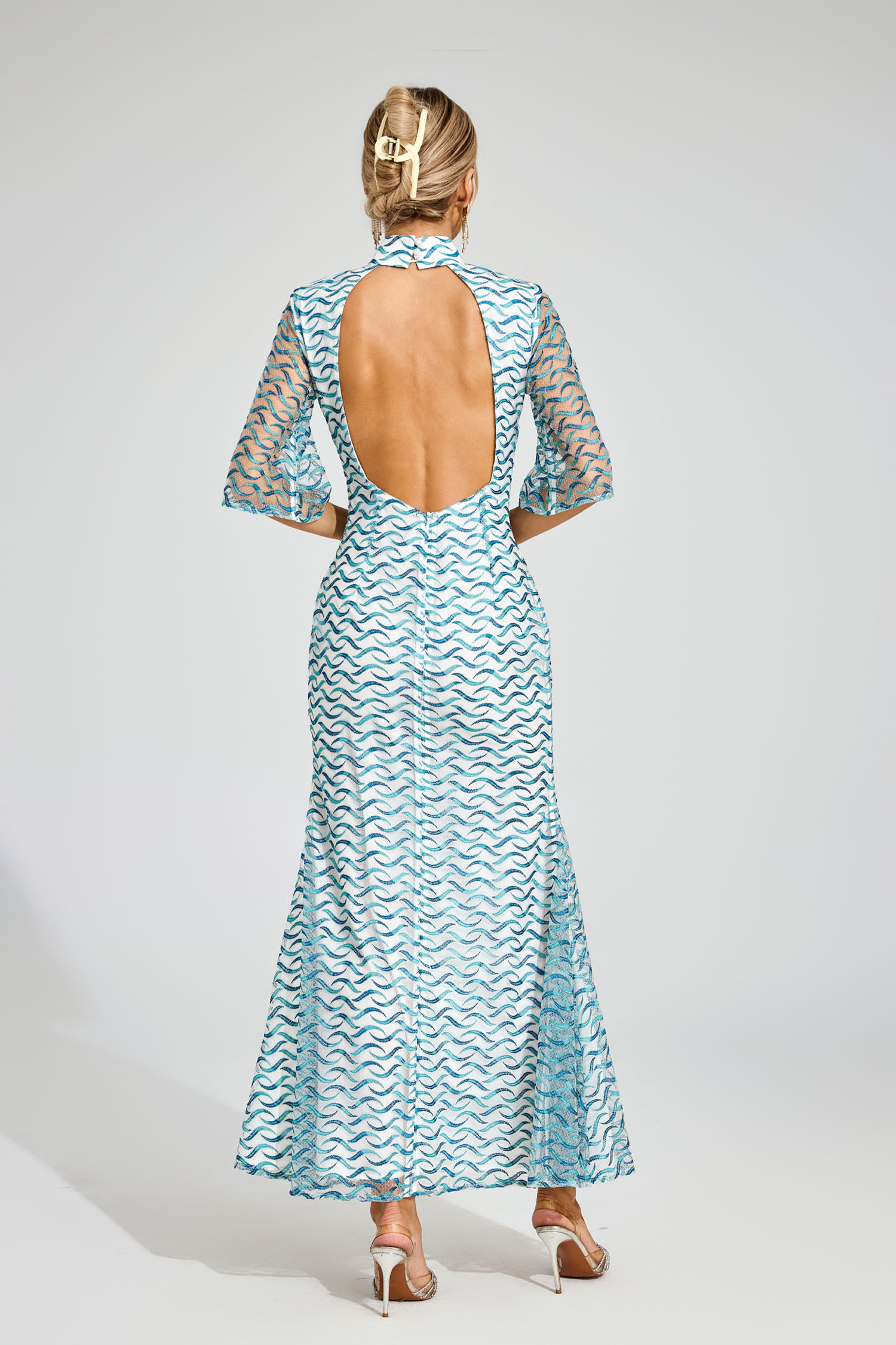 Lattimore White Qipao-Style Evening Dress