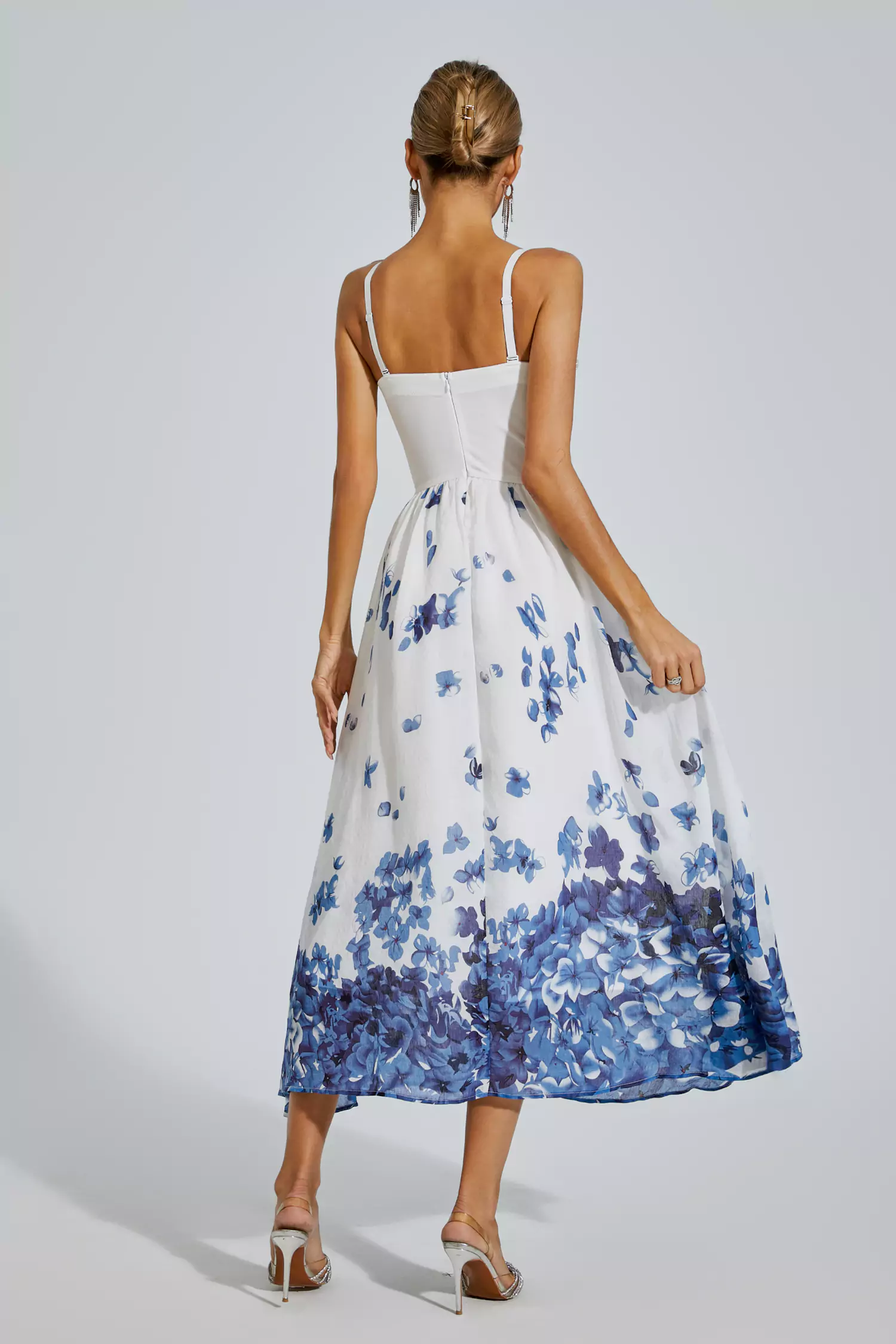 Lauryn White Flower Printed Slip Dress-CATCHALL