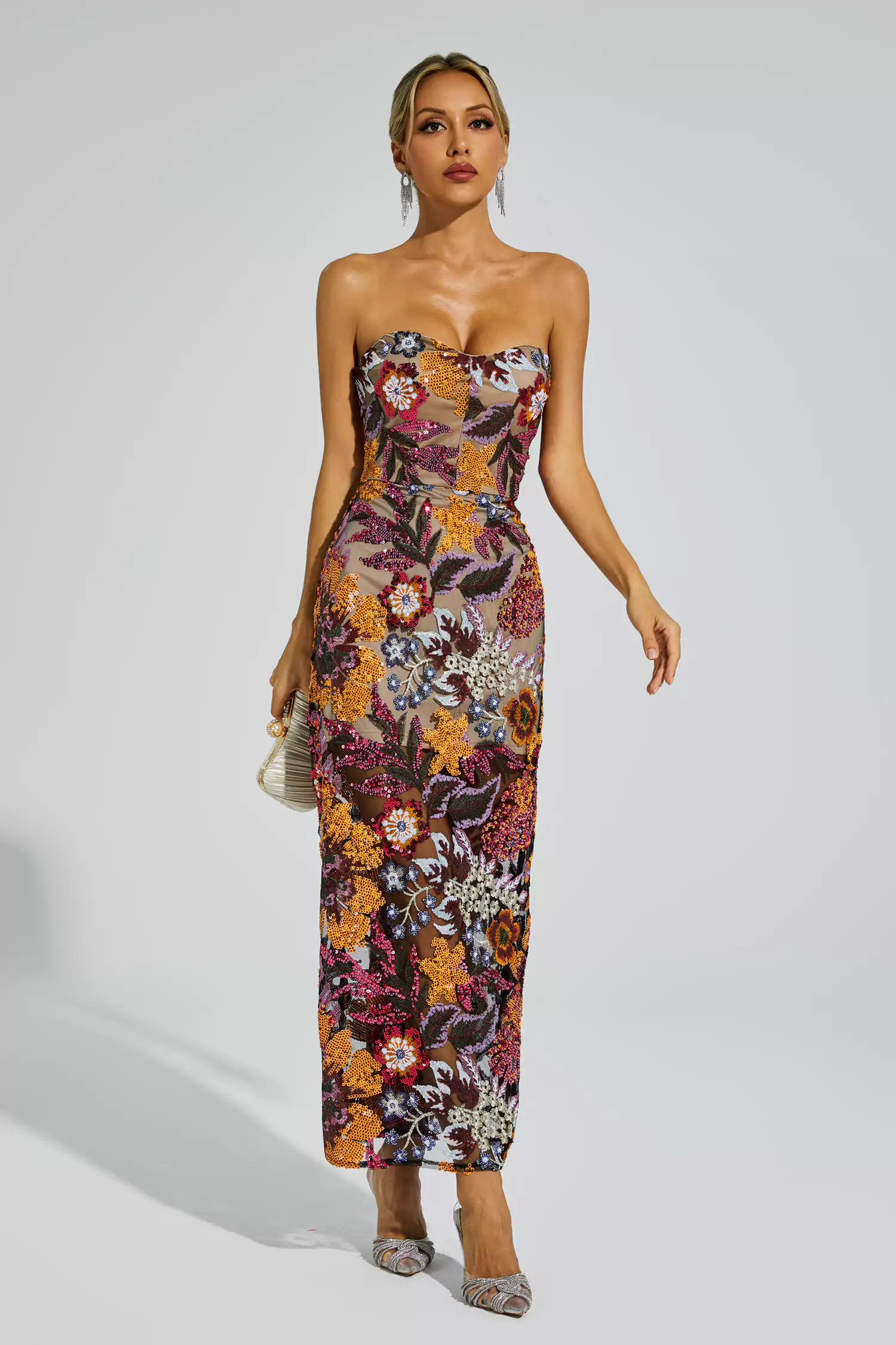 Leanna Red Flower Embroidered Maxi Dress-CATCHALL
