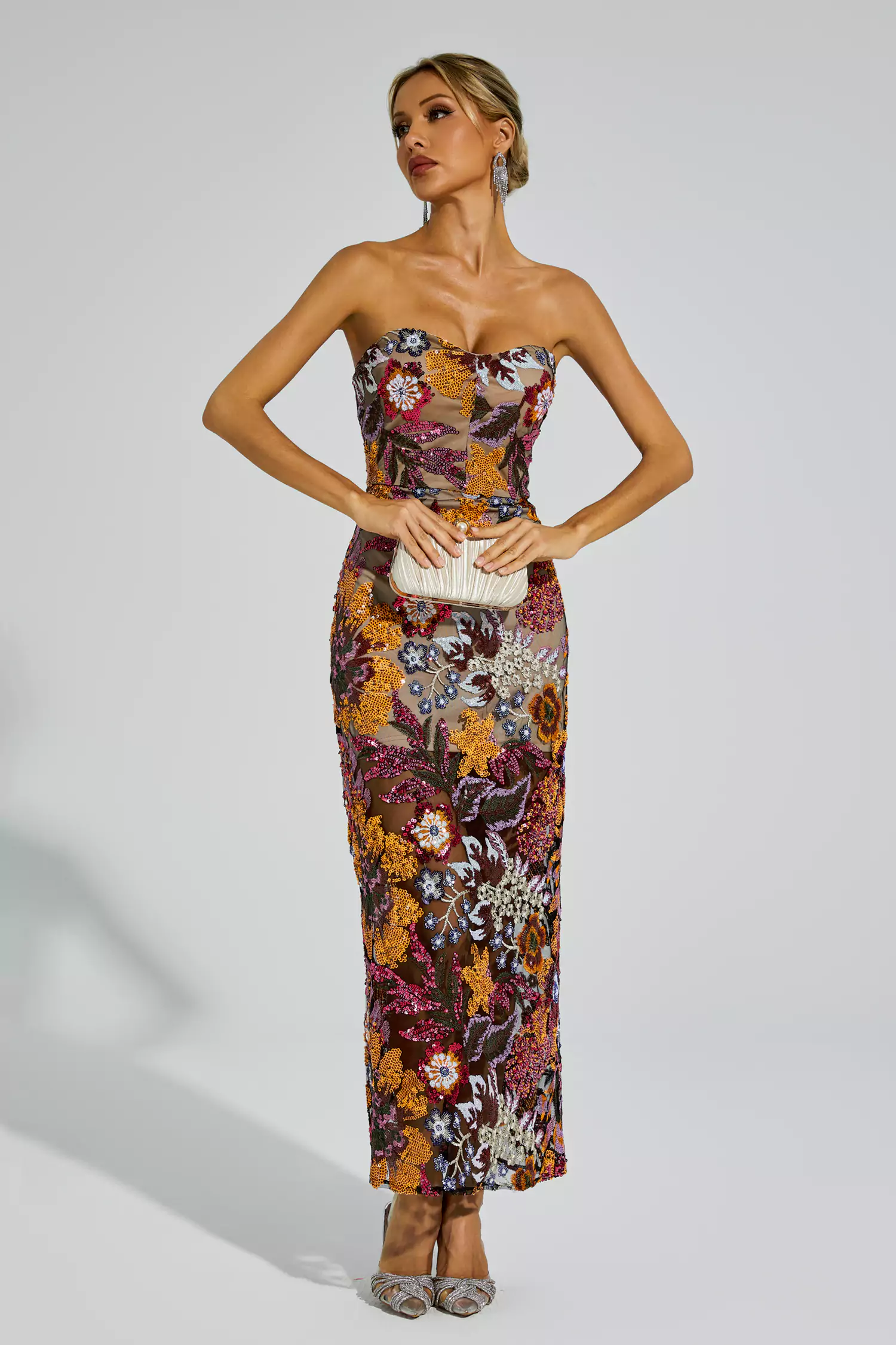 Leanna Red Flower Embroidered Maxi Dress-CATCHALL