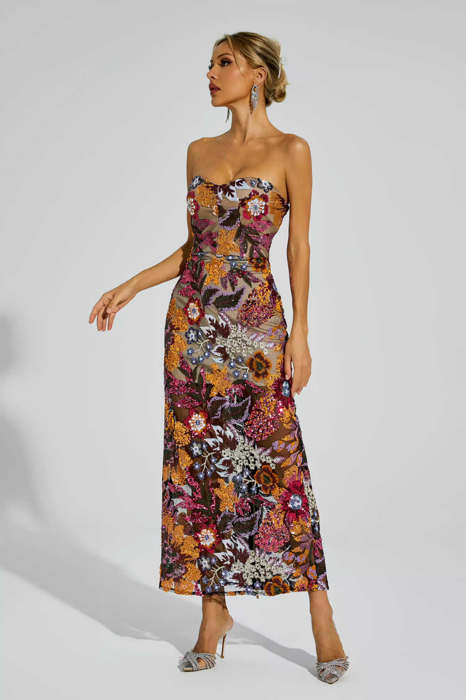 Leanna Red Flower Embroidered Maxi Dress-CATCHALL