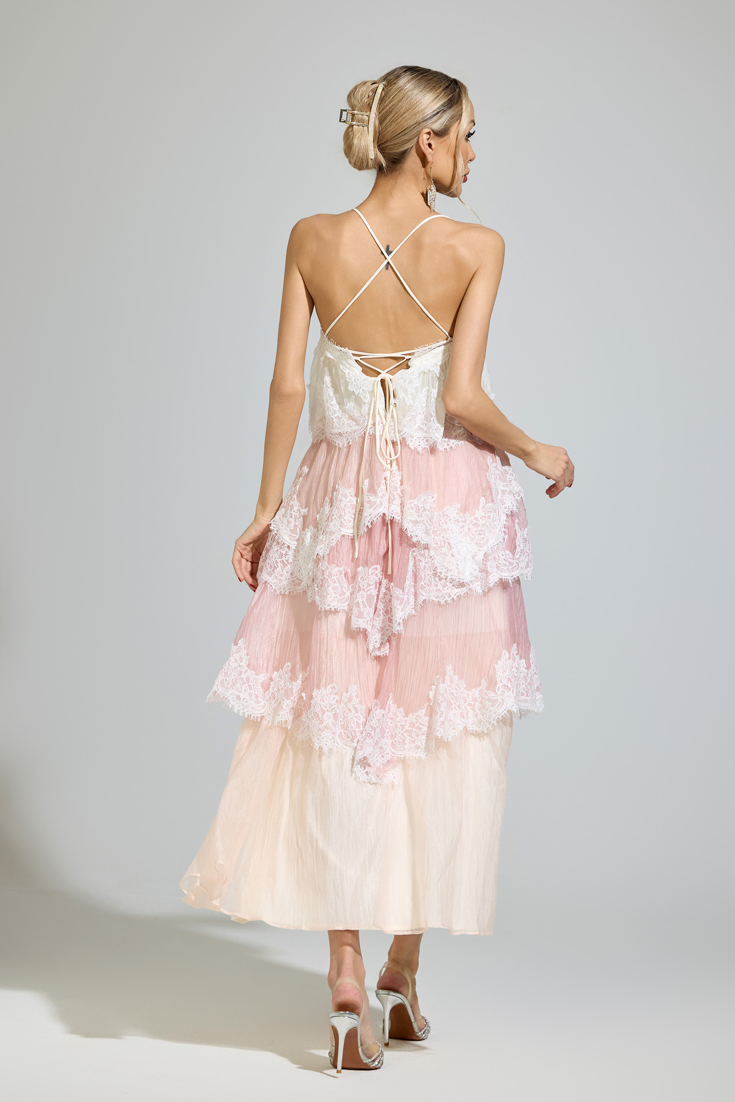 Leibniz Pink Lace Party Dress