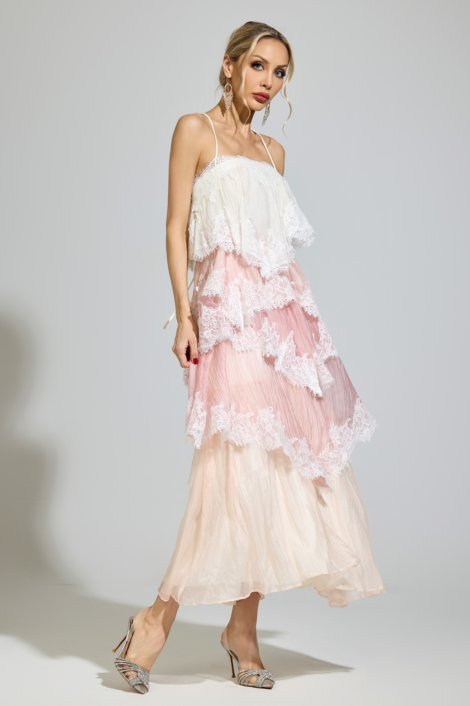 Leibniz Pink Lace Party Dress