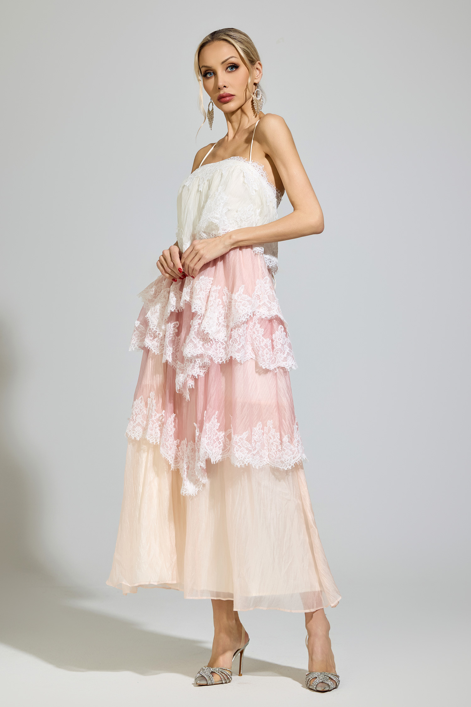 Leibniz Pink Lace Party Dress