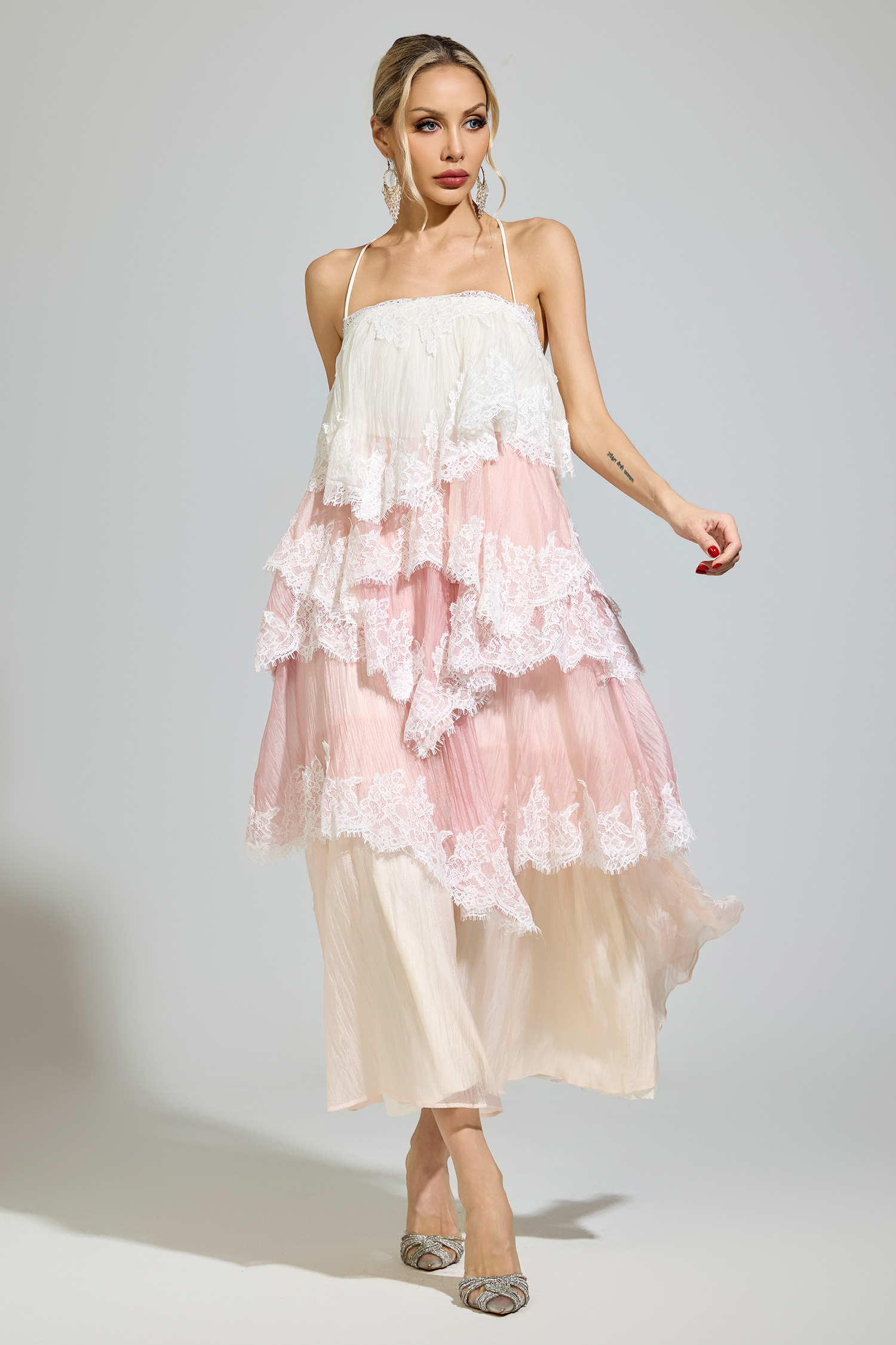 Leibniz Pink Lace Party Dress