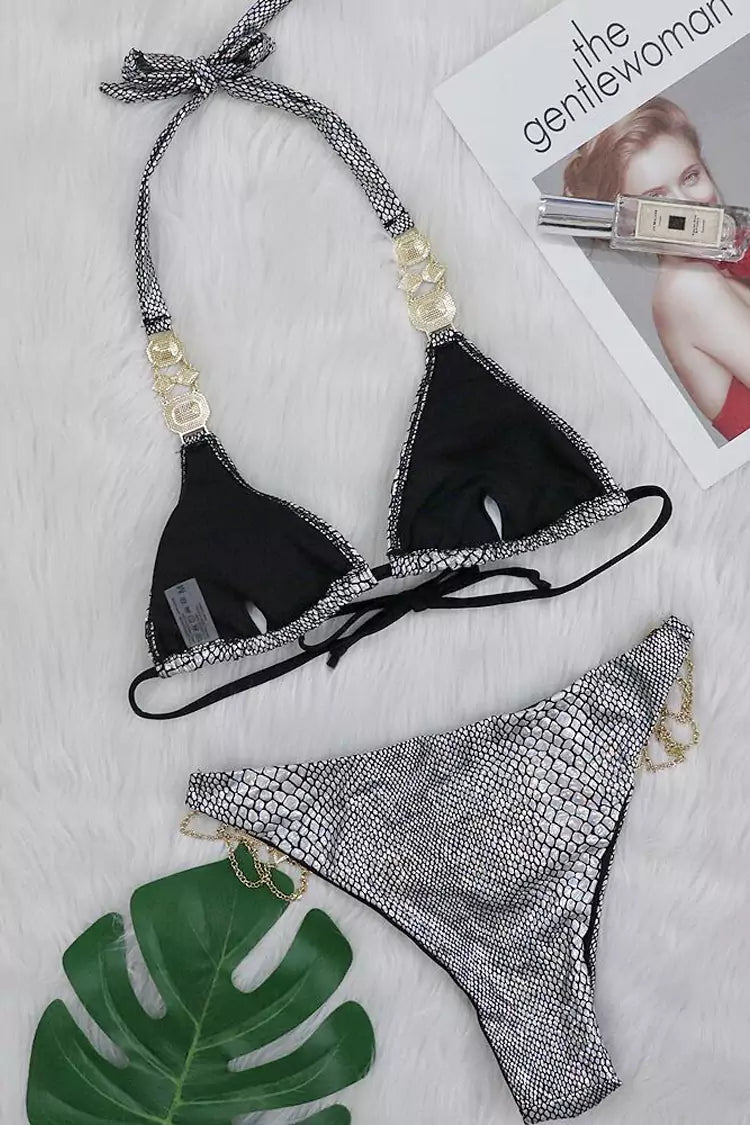 Lena Black Snake Pattern Bikini-CATCHALL