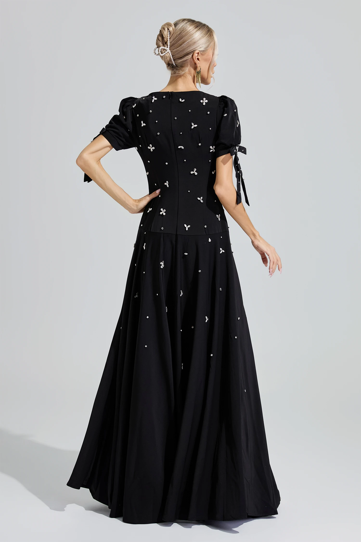Leopold Black Puff Sleeve Maxi Dress